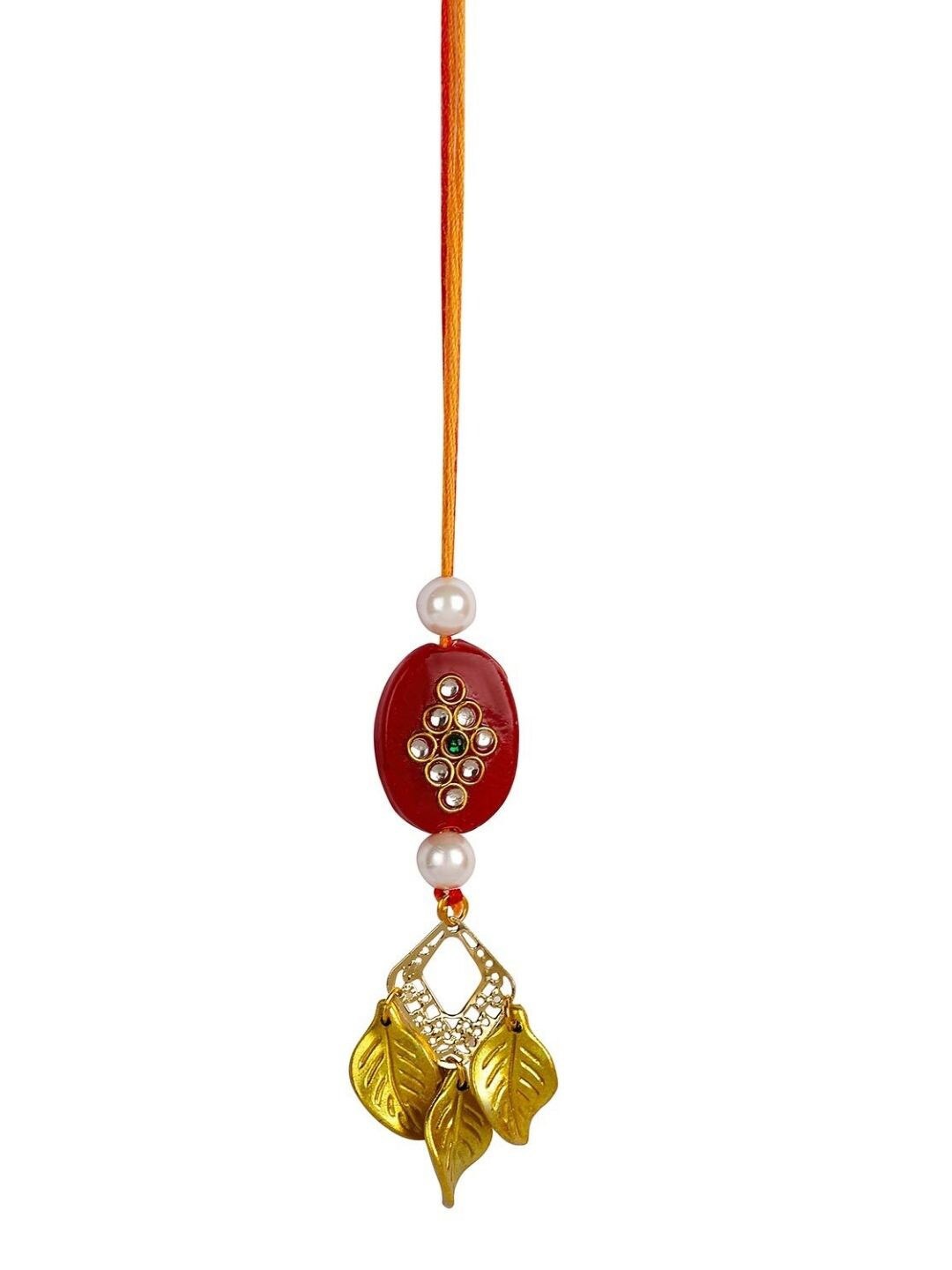 

AccessHer Set of 2 Stone-Studded & Beaded Rakhis, White