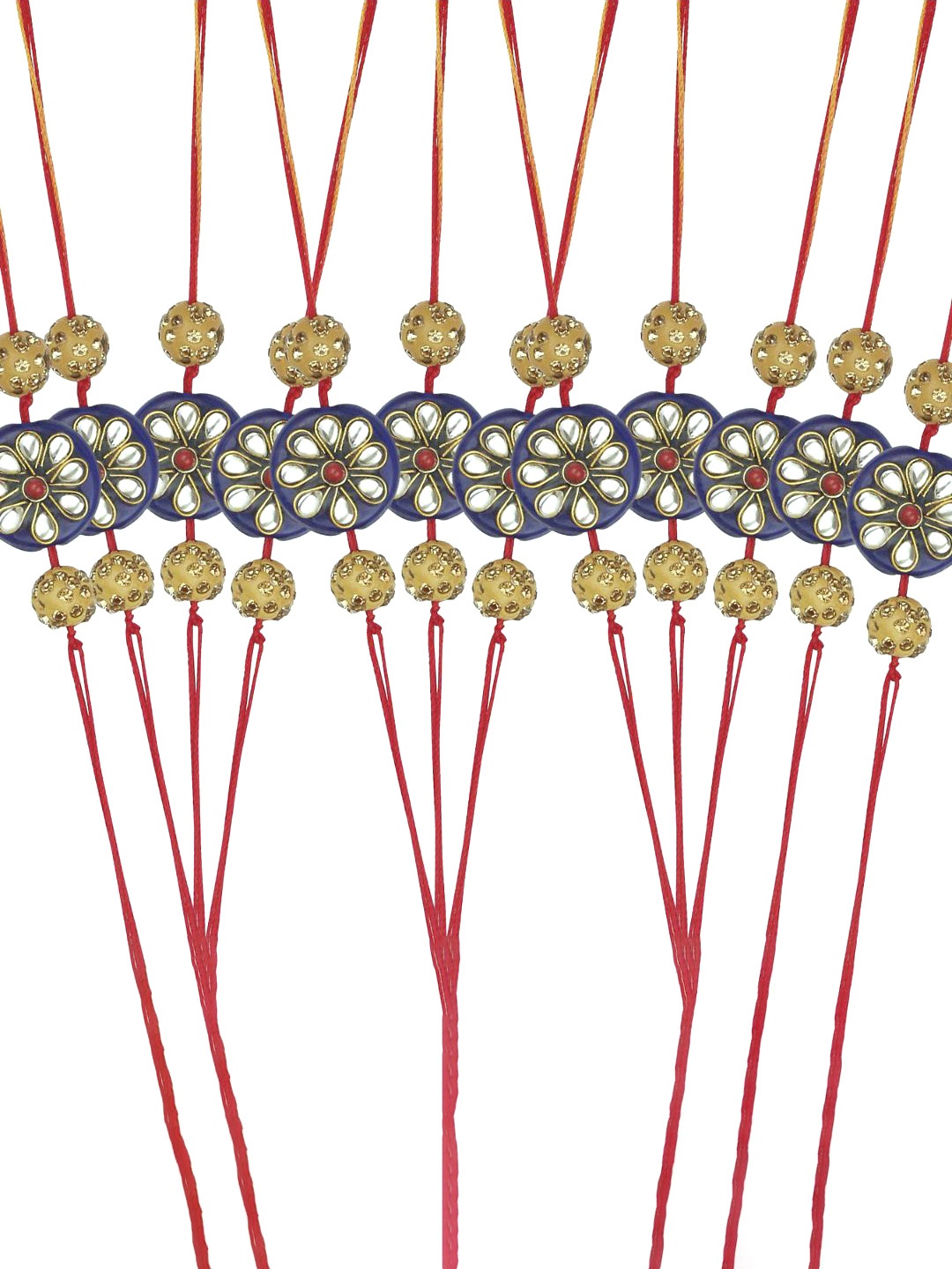

AccessHer Set if 15 Stone-Studded & Beaded Rakhis, White