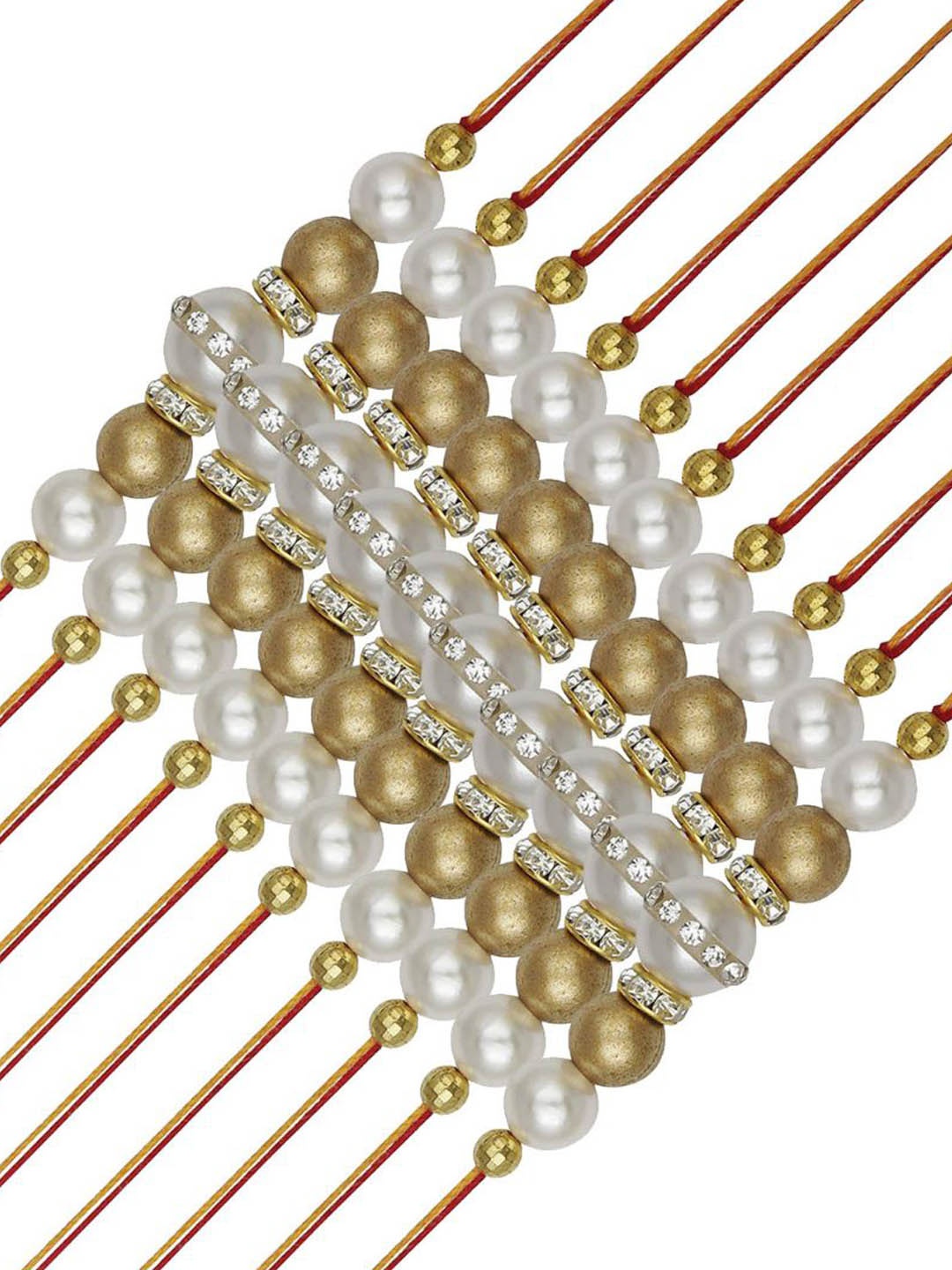 

AccessHer Set of 10 Stone-Studded & BeadedRakhis, White