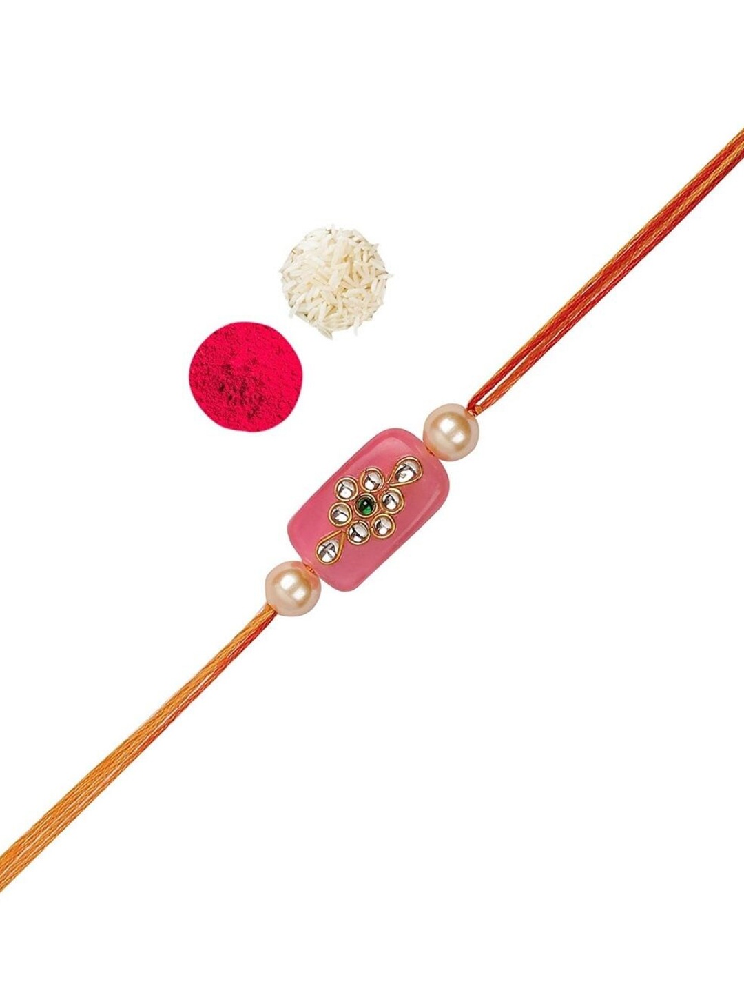 

AccessHer Thread Stone-Studded & BeadedRakhis, White
