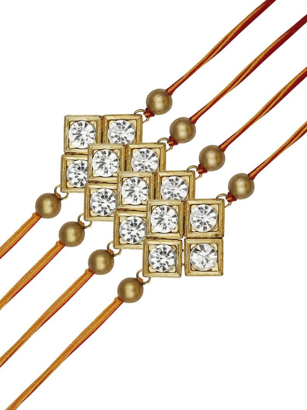 

AccessHer Set of 4 Rhinestone-Studded & BeadedRakhis, White