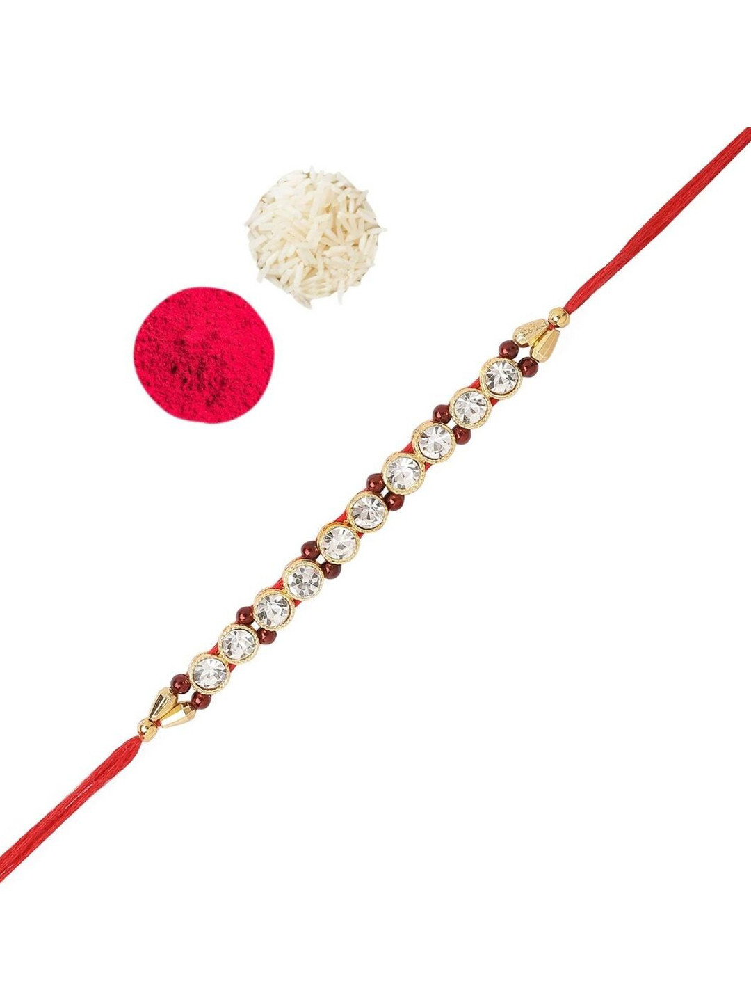 

AccessHer Men Stone-Studded & Beaded Rakhi, White