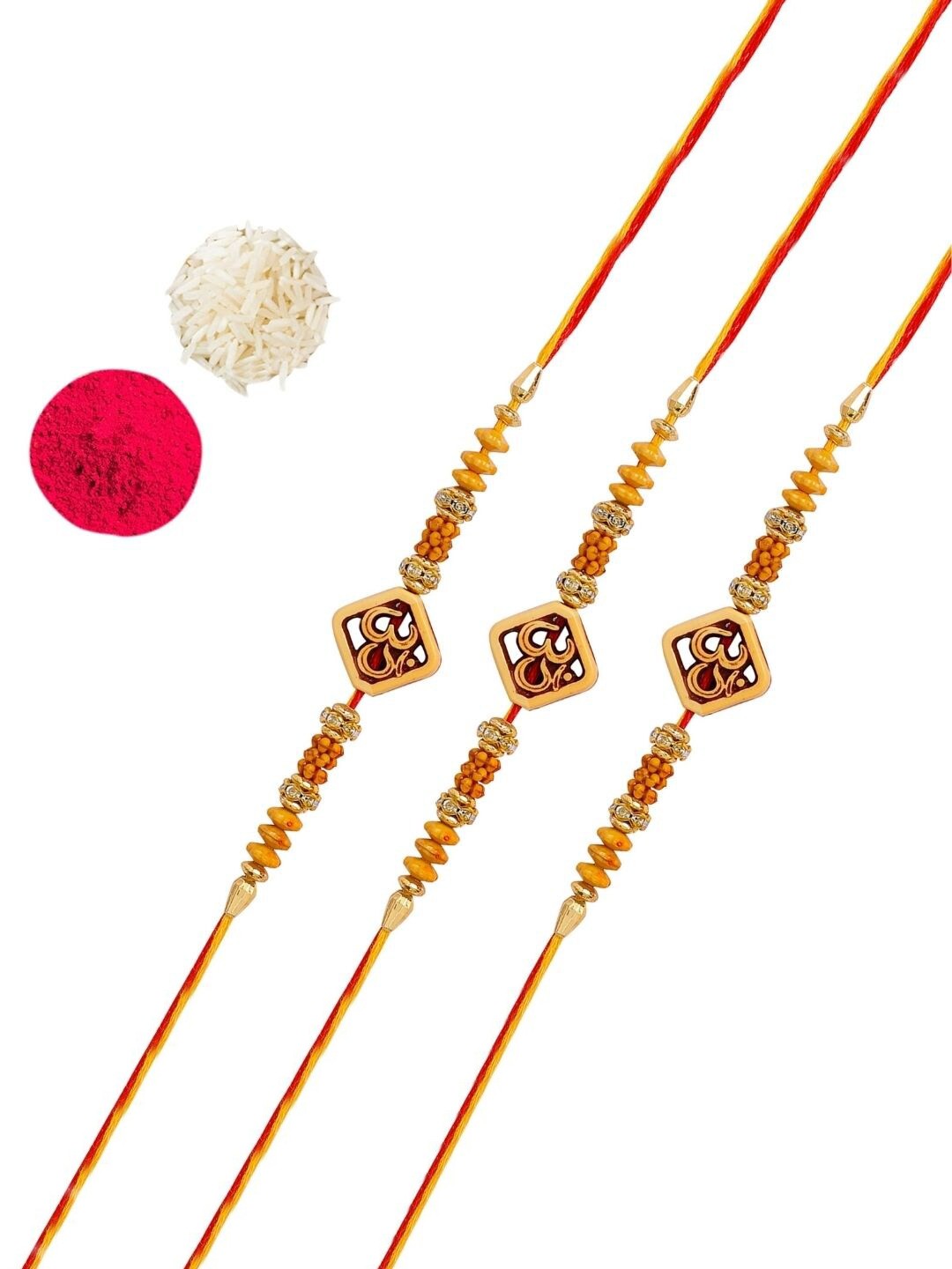 

AccessHer Men Set of 3 Stone-Studded & Beaded Rakhis, White