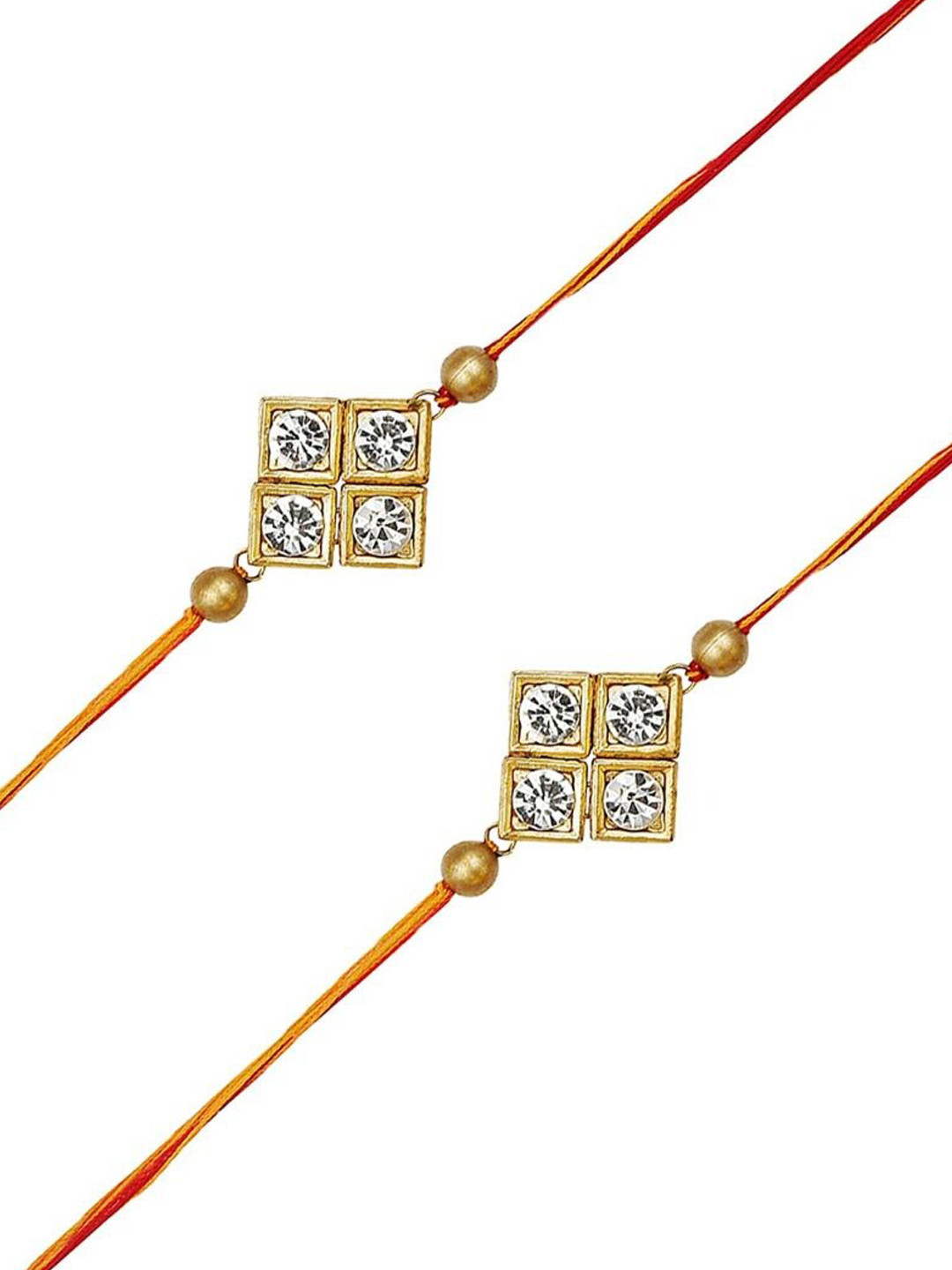 

AccessHer Set of 2 Stone-Studded & Beaded Rakhi, White
