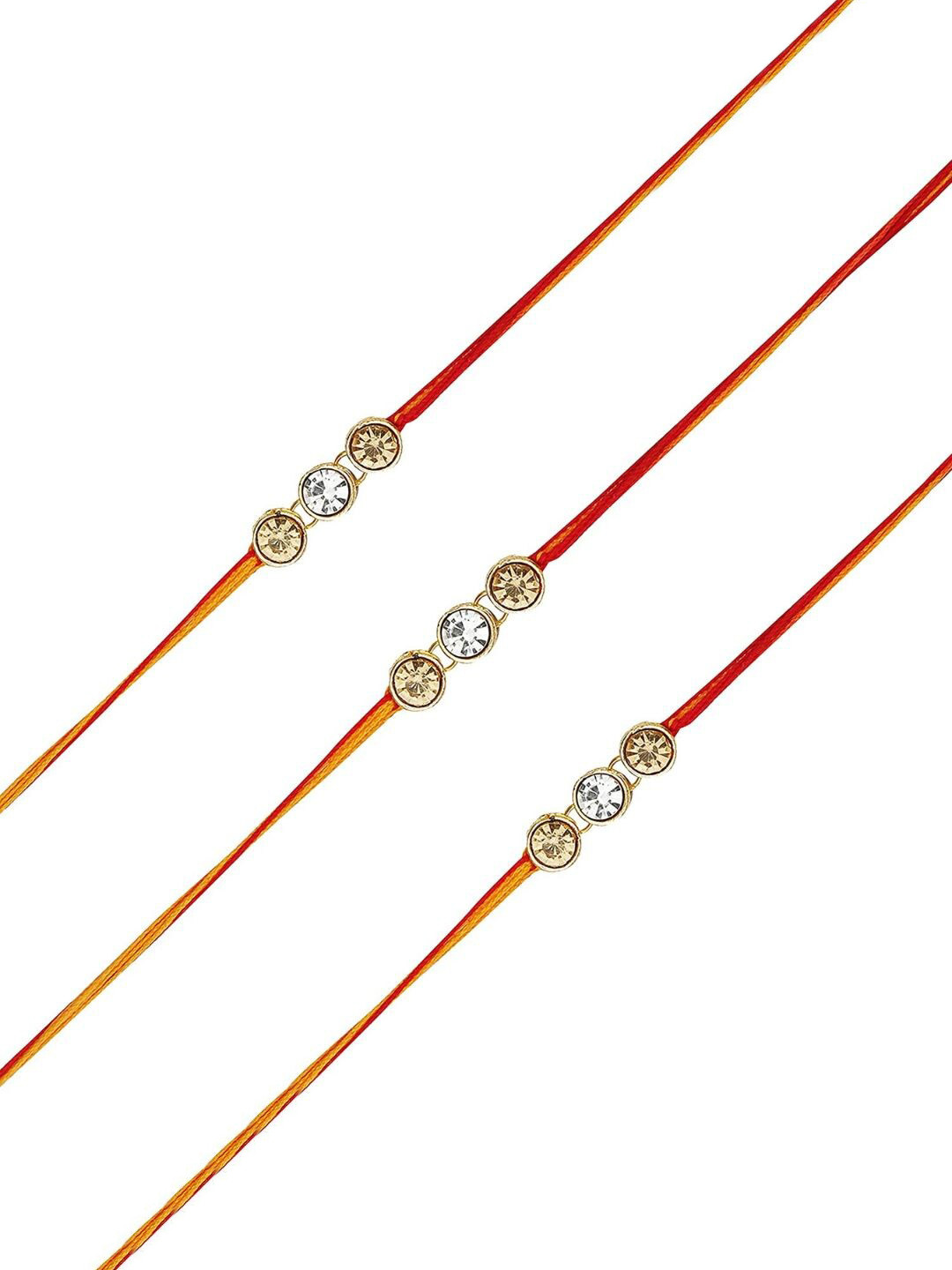 

AccessHer Set Of 3 Stone-Studded Rakhis, White