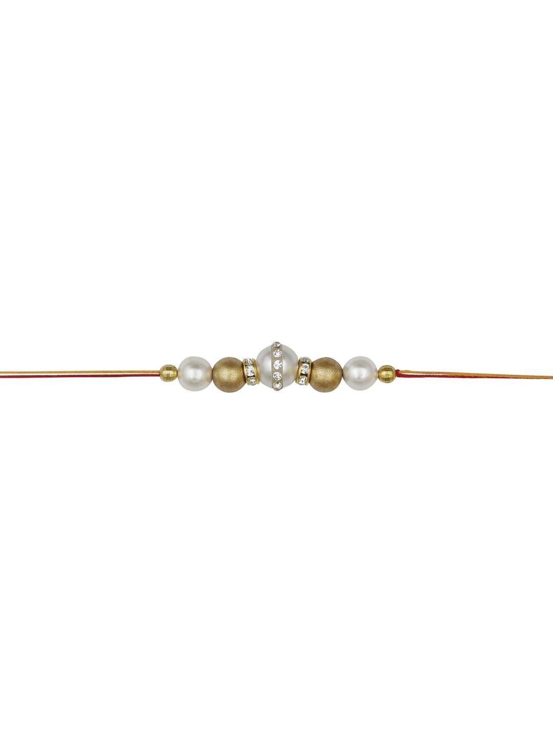 

AccessHer Set of 5 Stone-Studded & Beaded Rakhi, Gold