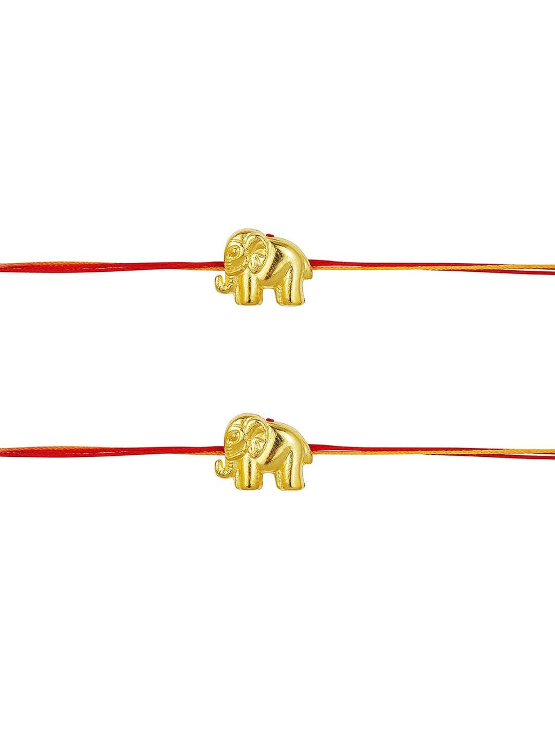 

AccessHer Set of 2 Gold-Plated Elephant Charm Studded Rakhis