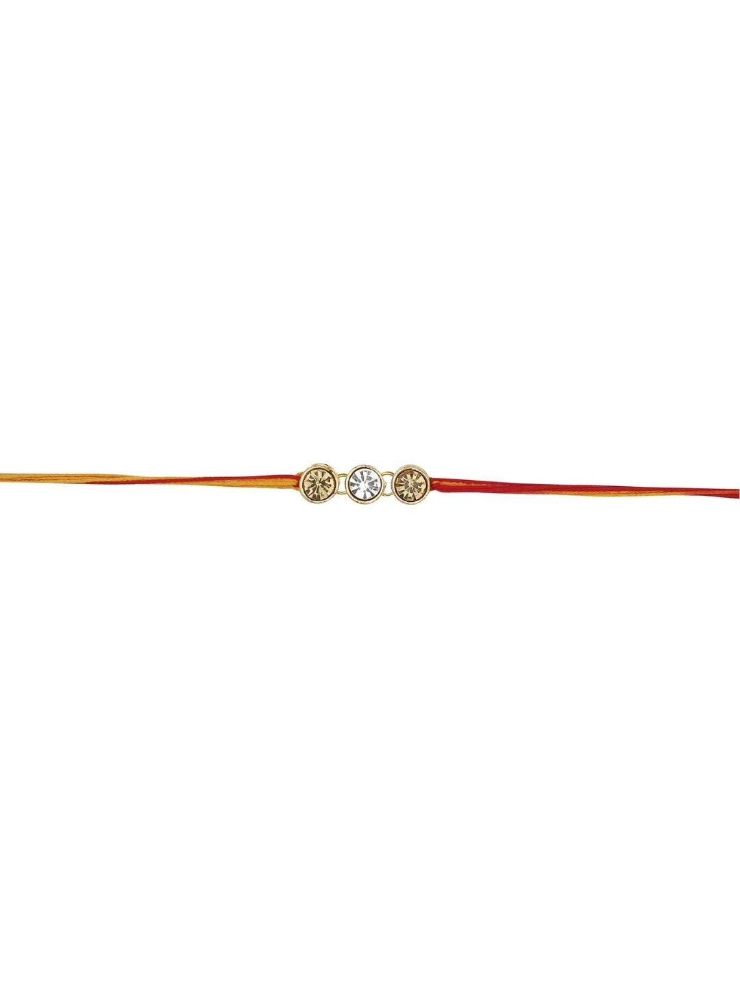 

AccessHer Set of 10 Stone-Studded & Beaded Rakhis, Red