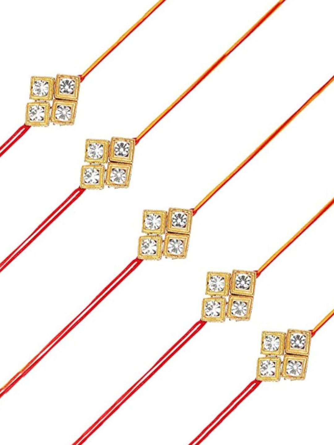 

AccessHer Set of 5 Stone-Studded & Beaded Rakhis, White