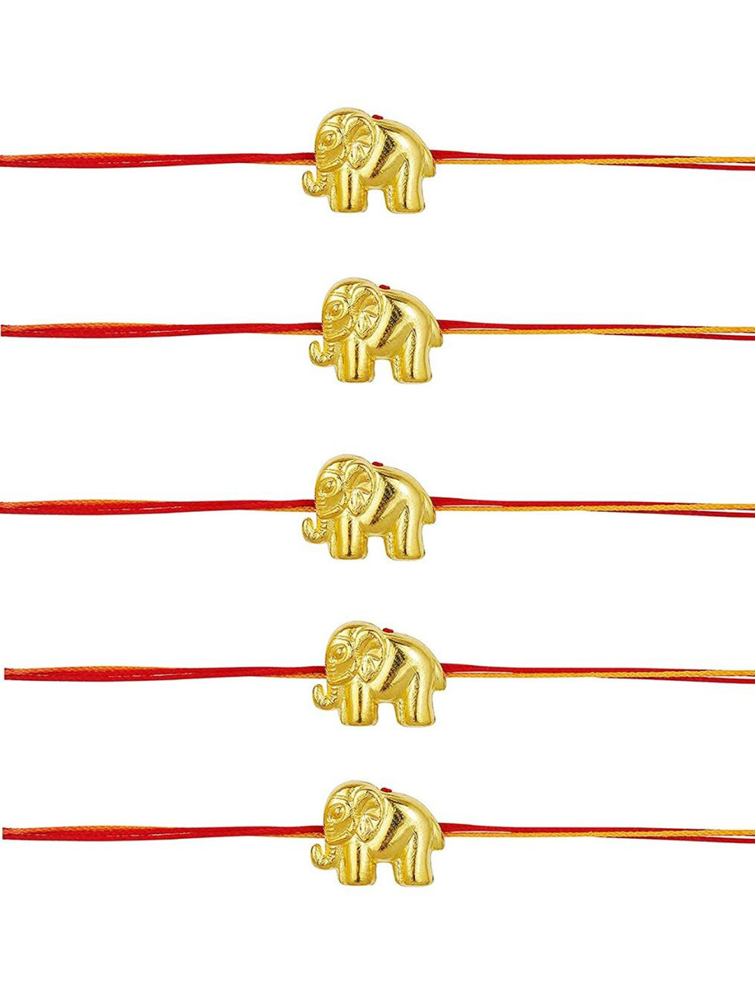 

AccessHer Set of 5 Gold-Plated Elephant Charm Rakhis