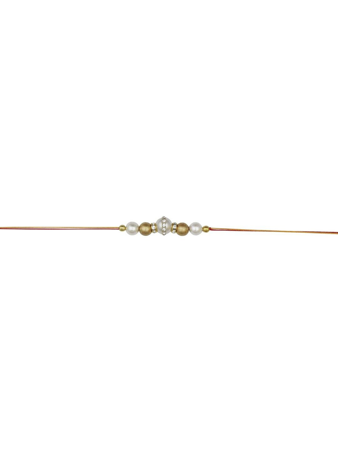 

AccessHer Set of 15 Stone-Studded & Beaded Rakhis, White
