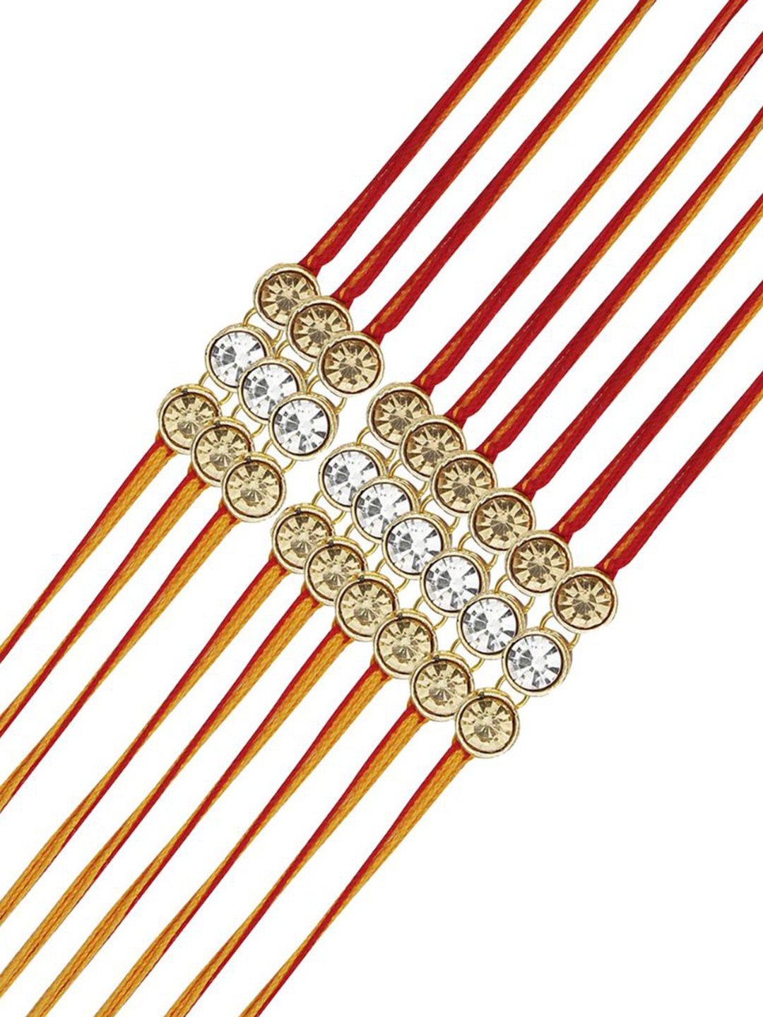 

AccessHer Men Set of 15 Stone-Studded Rakhis, White