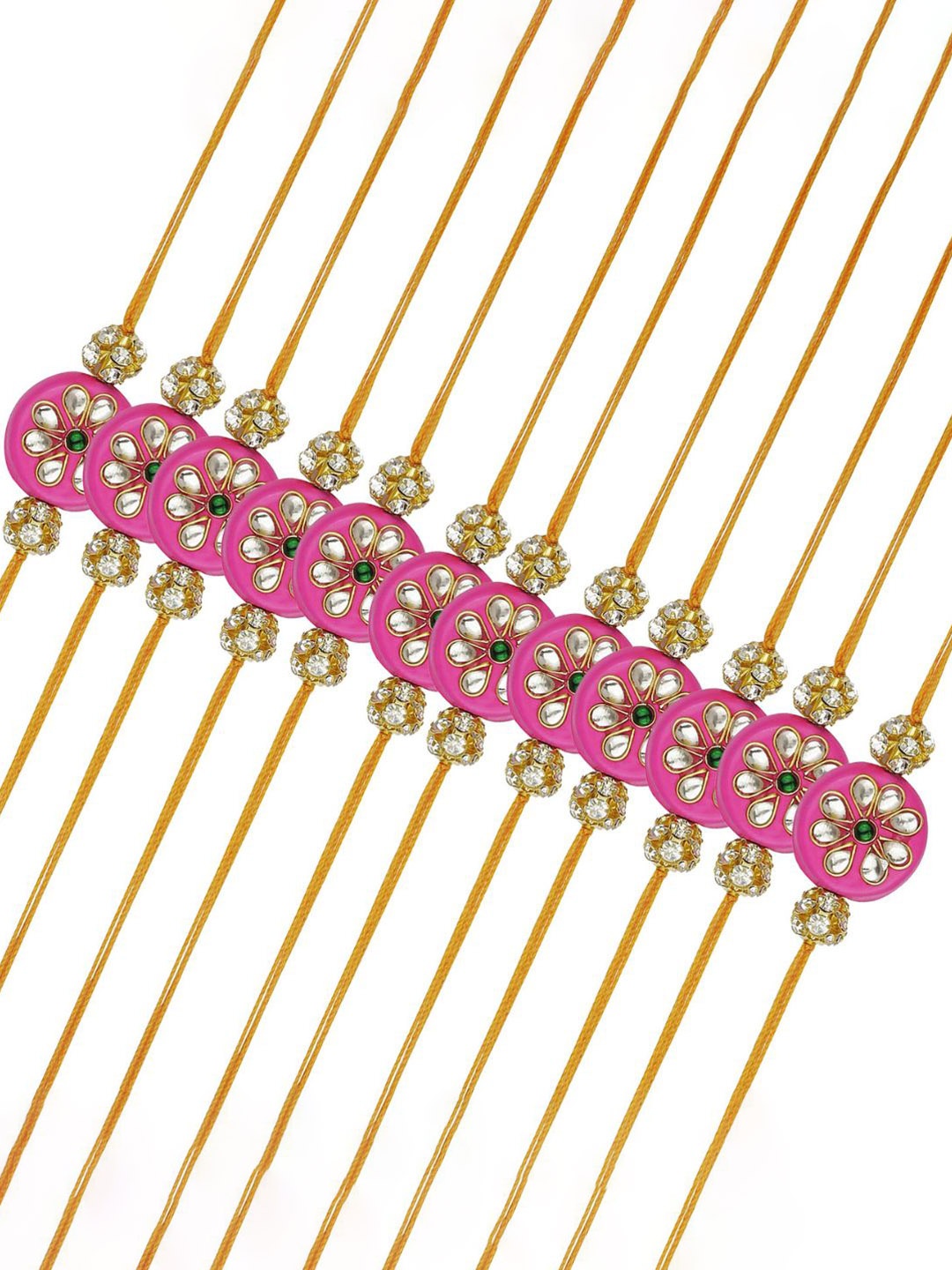 

AccessHer Set of 15 Rhinestone-Studded & Beaded Rakhis, Red