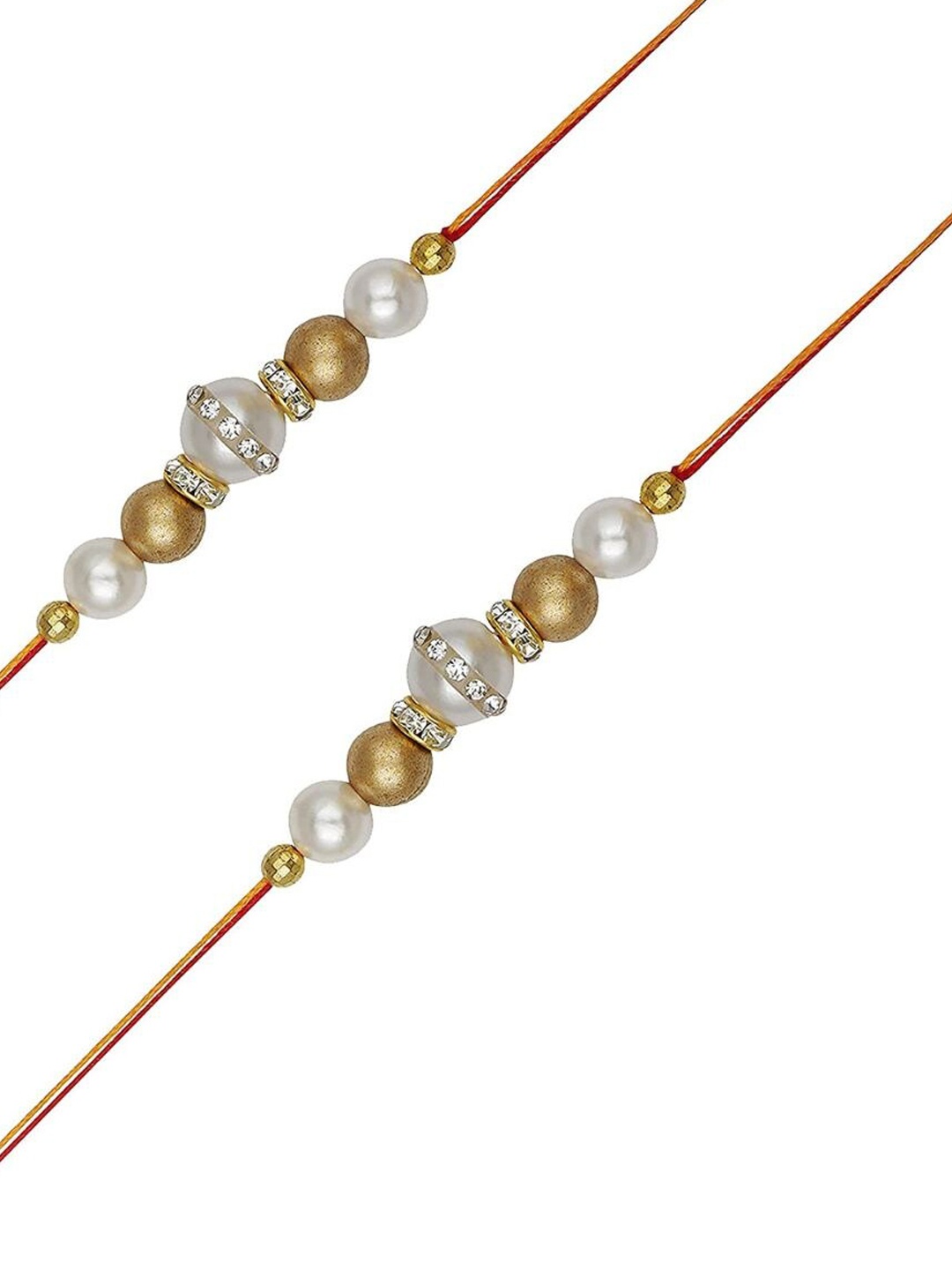 

AccessHer Men Set of 2 Stone-Studded & Beaded Rakhis, White
