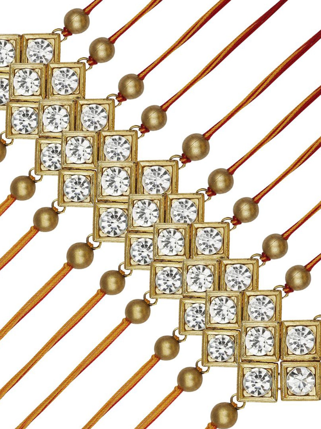 

AccessHer Men Set of 10 Stone-Studded & Beaded Rakhis, White