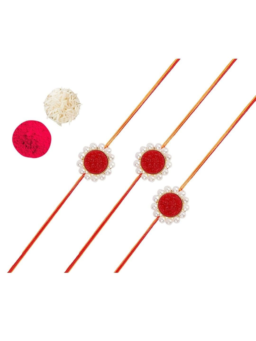 

AccessHer Set of 3 Beaded Rakhis, White