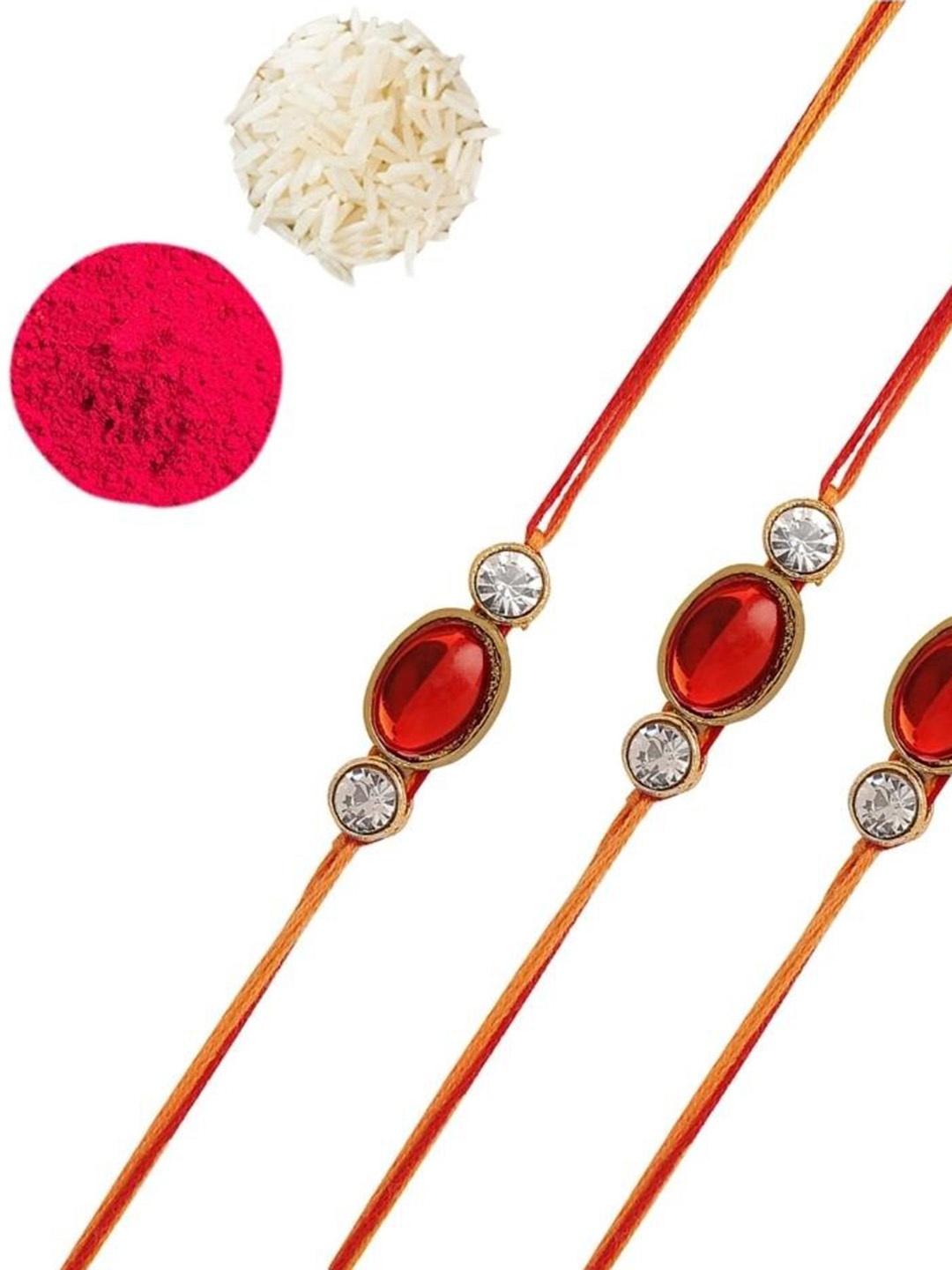 

AccessHer Set of 3 Stone-Studded Rakhis, White