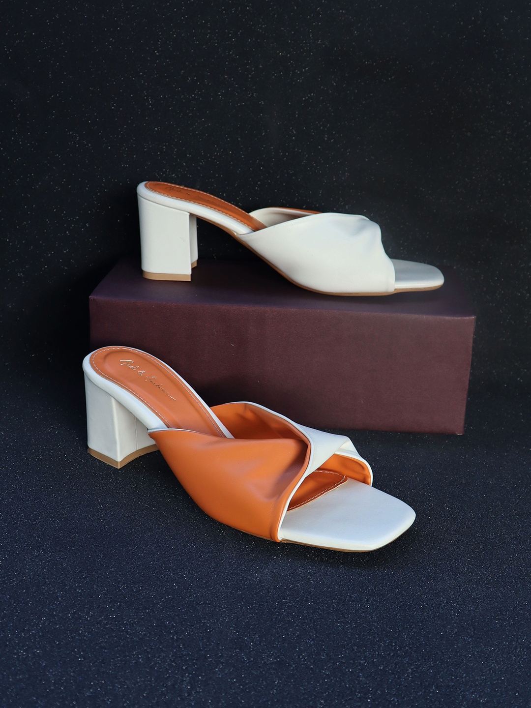 

Mast & Harbour Orange Colourblocked Block Heels