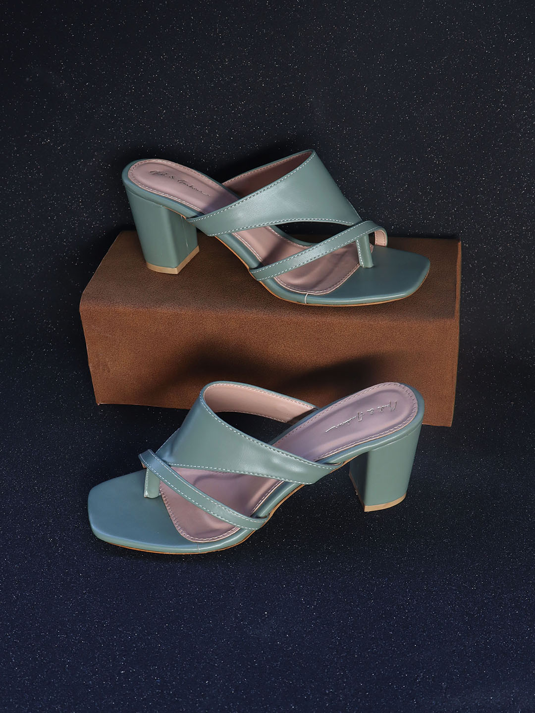 

Mast & Harbour Green Square Toe Block Heels
