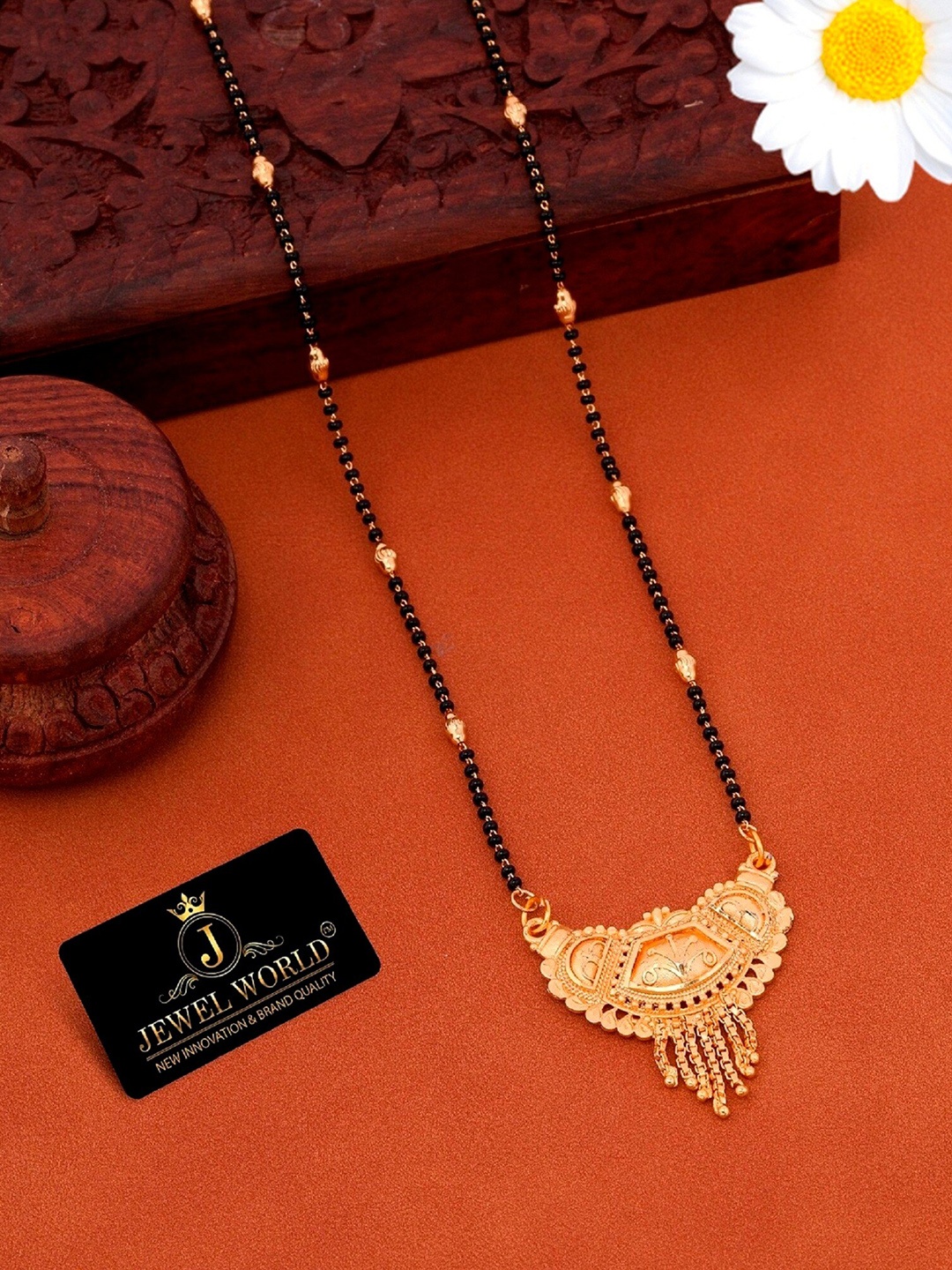 

JEWEL WORLD Gold-Plated & Beaded Mangalsutra