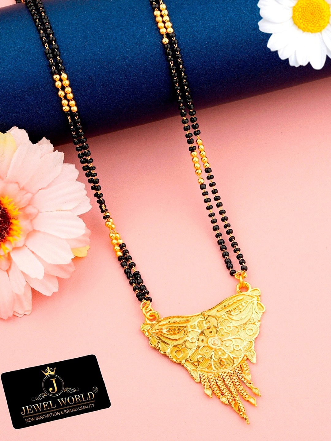 

JEWEL WORLD Gold-Plated & Beaded Mangalsutra