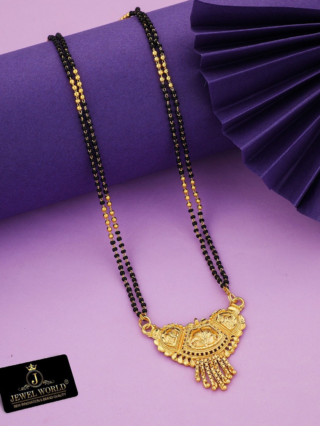 

JEWEL WORLD Gold-Plated & Beaded Mangalsutra