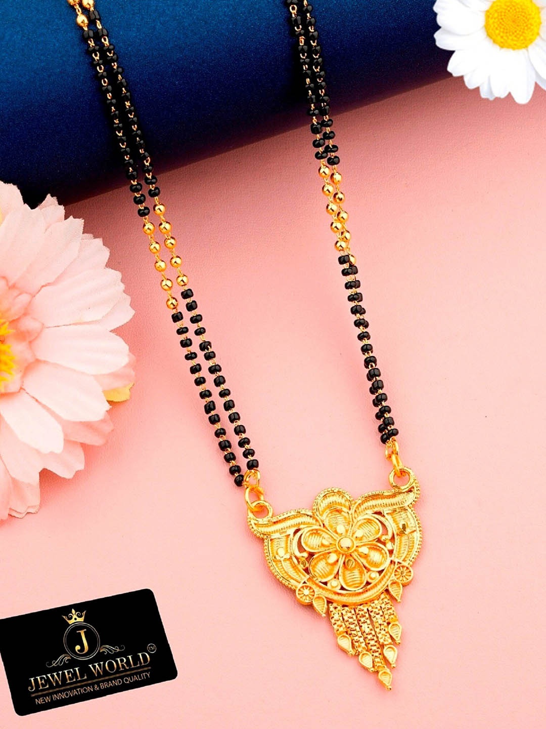

JEWEL WORLD Gold-Plated & Beaded Mangalsutra