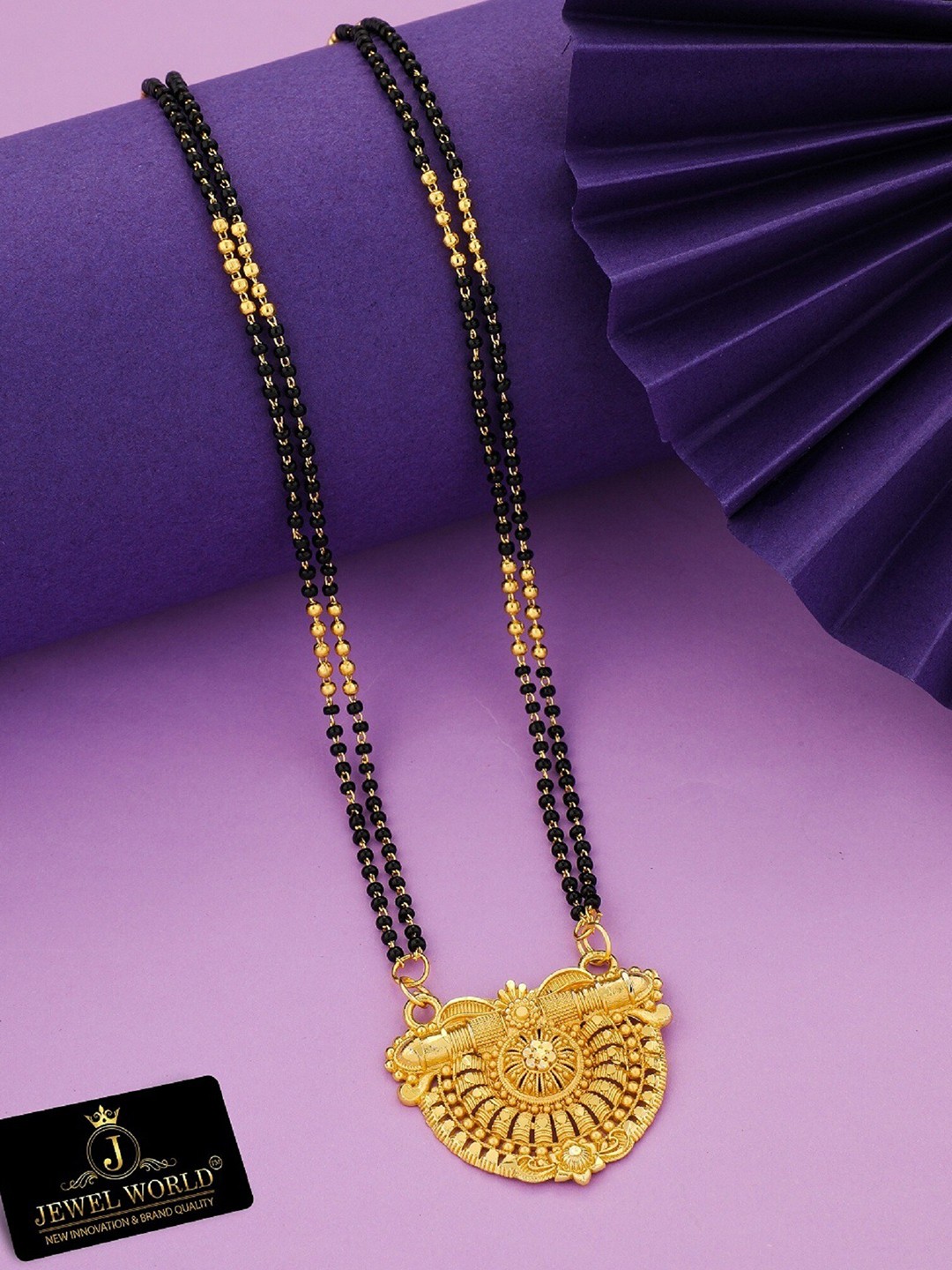 

JEWEL WORLD Gold-Plated & Beaded Mangalsutra