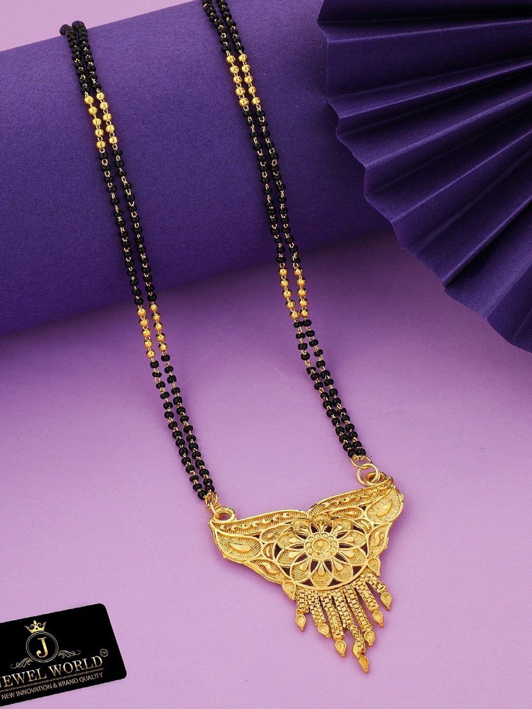 

JEWEL WORLD Gold-Plated & Beaded Mangalsutra