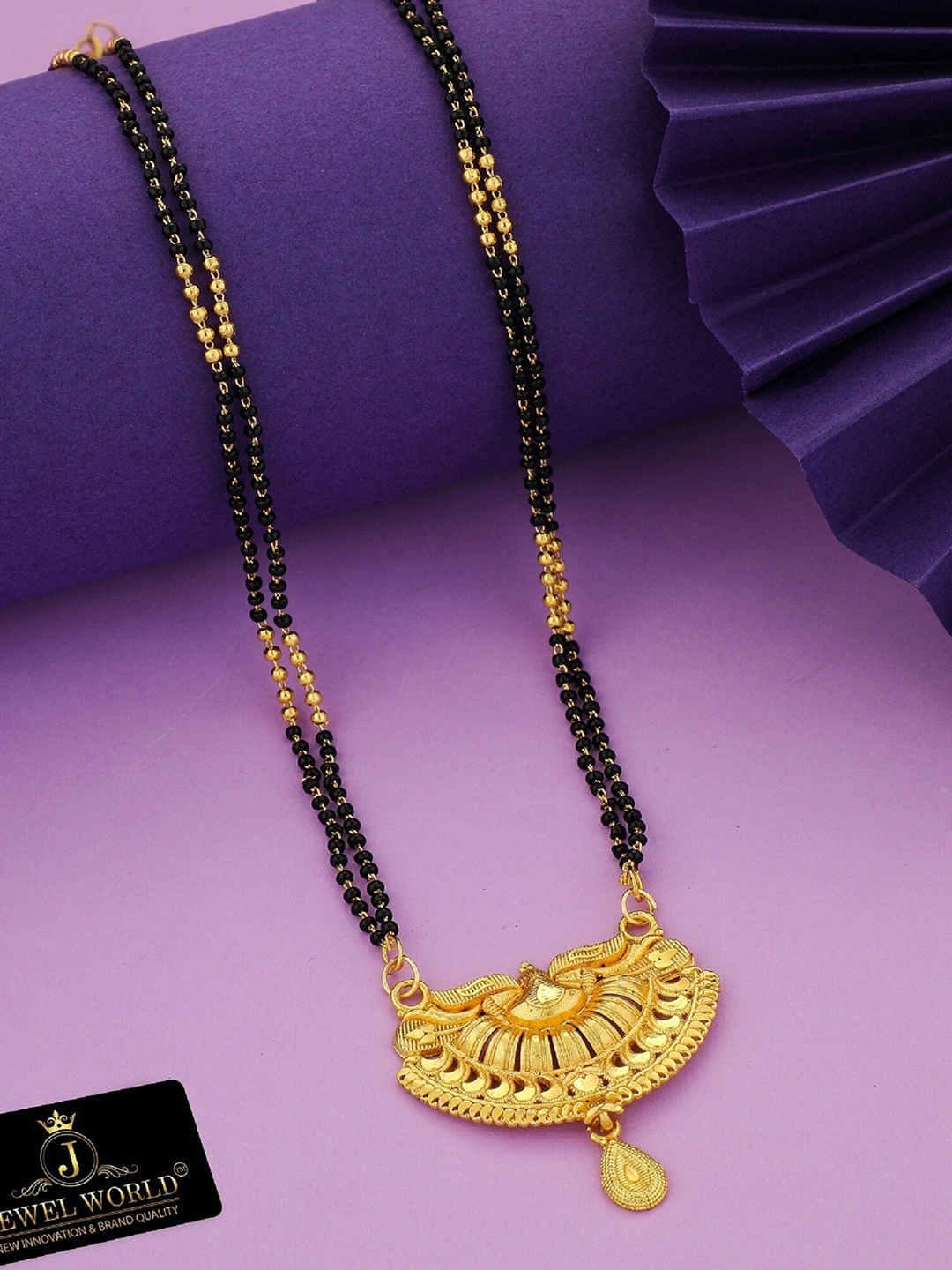 

JEWEL WORLD Gold-Plated & Beaded Mangalsutra