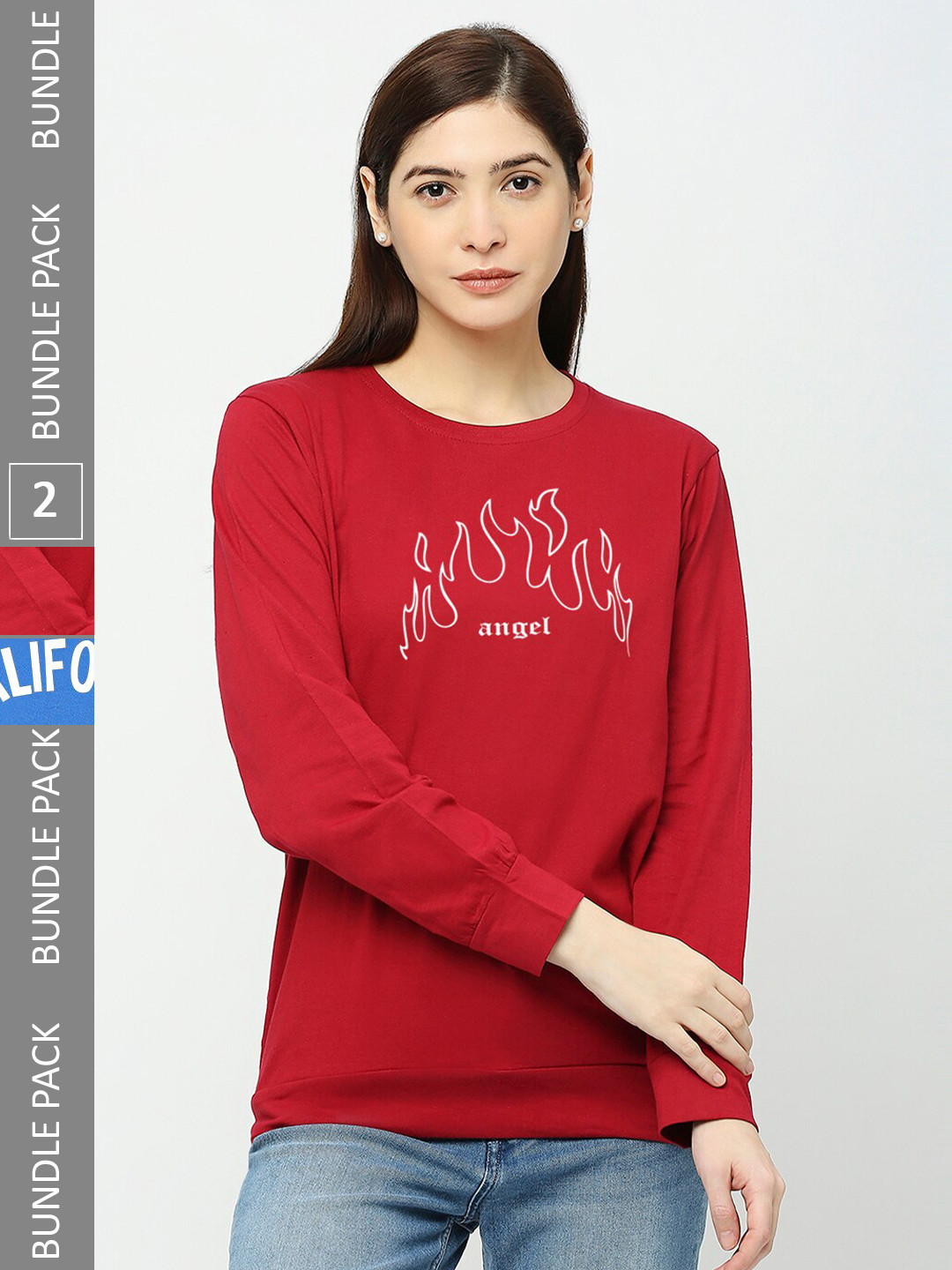 

STATUS MANTRA Pack Of 2 Typography Printed Round Neck Cotton T-Shirt, Red