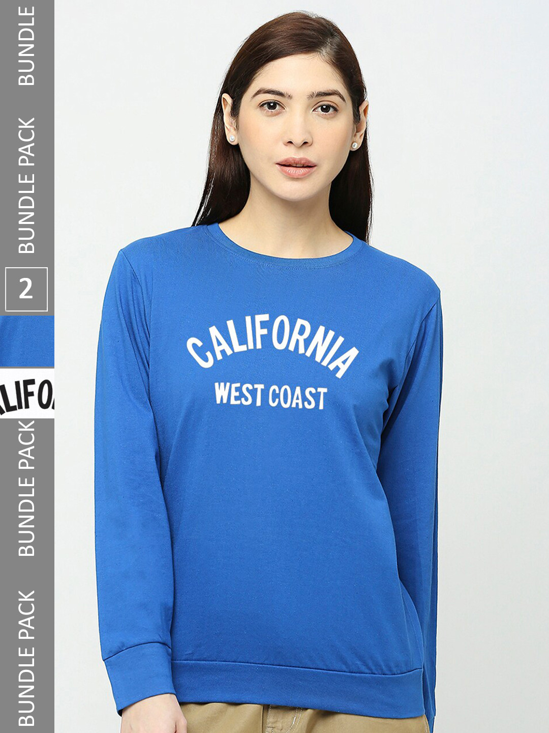

STATUS MANTRA Pack Of 2 Typography Printed Round Neck Cotton T-Shirt, Blue