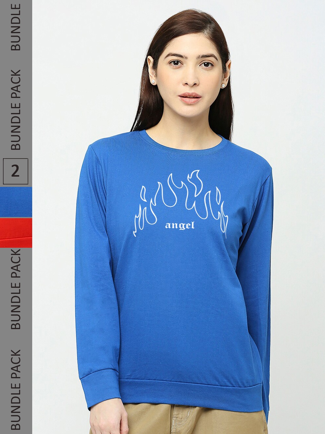 

STATUS MANTRA Pack Of 2 Typography Printed Round Neck Cotton T-Shirt, Blue