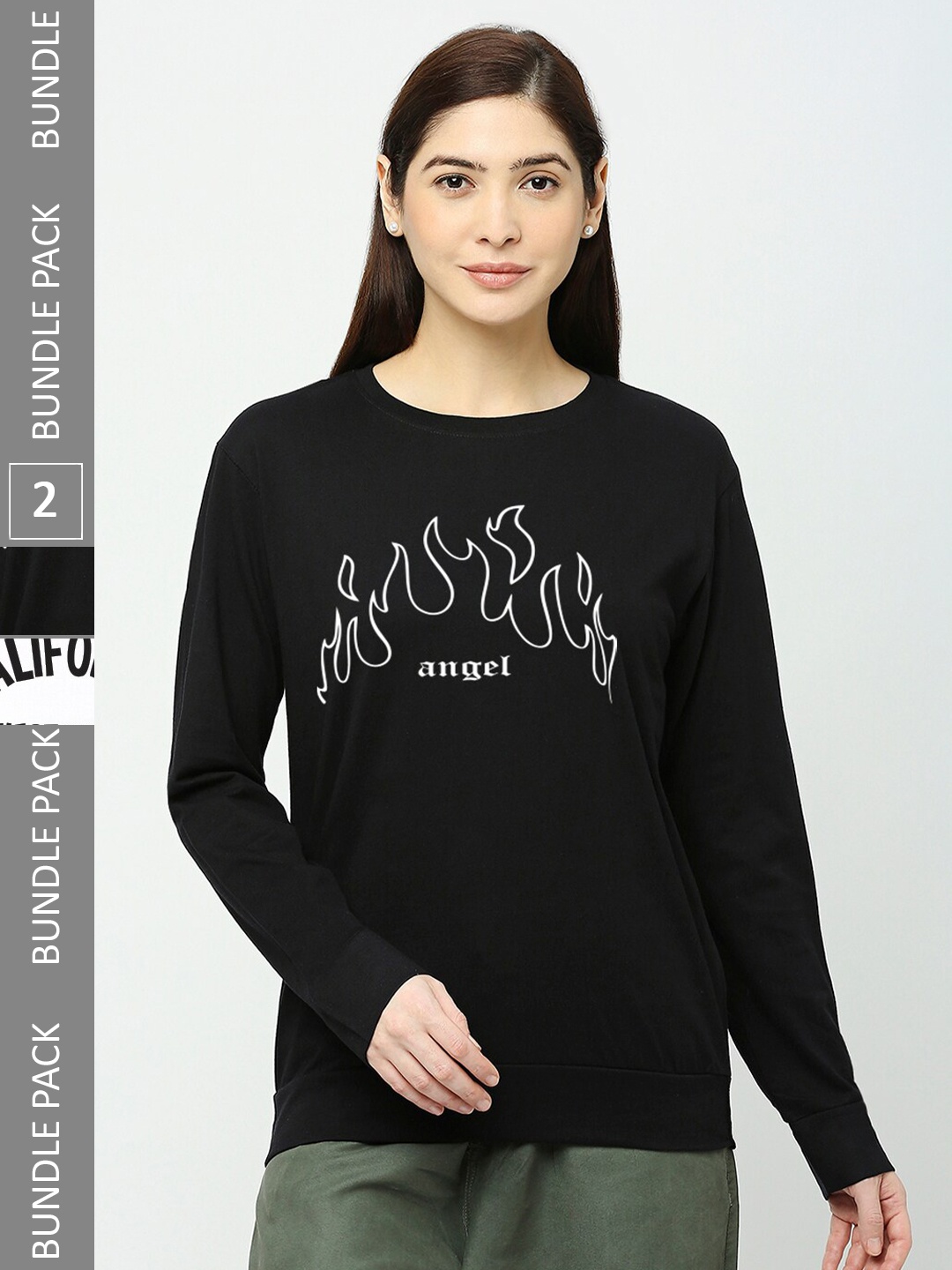 

STATUS MANTRA Pack Of 2 Typography Printed Pure Cotton T-shirt, Black