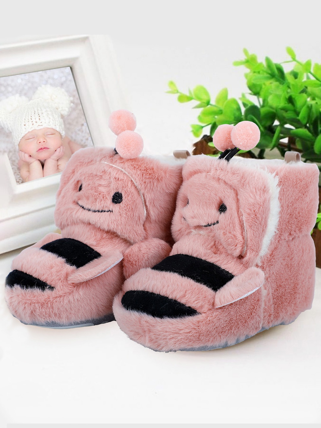 

Baby Moo Infants Colourblocked Pure Wool Anti-Slip Booties, Pink