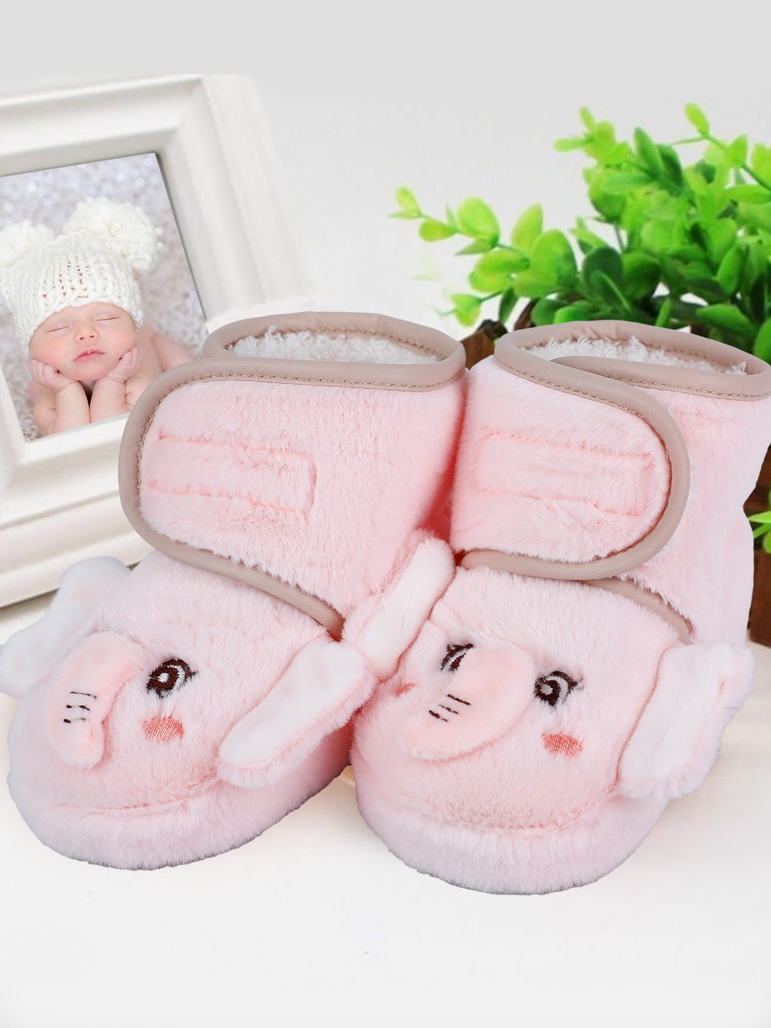 

Baby Moo Infants Elephant Patterned Soft Anti-Slip Booties, Pink