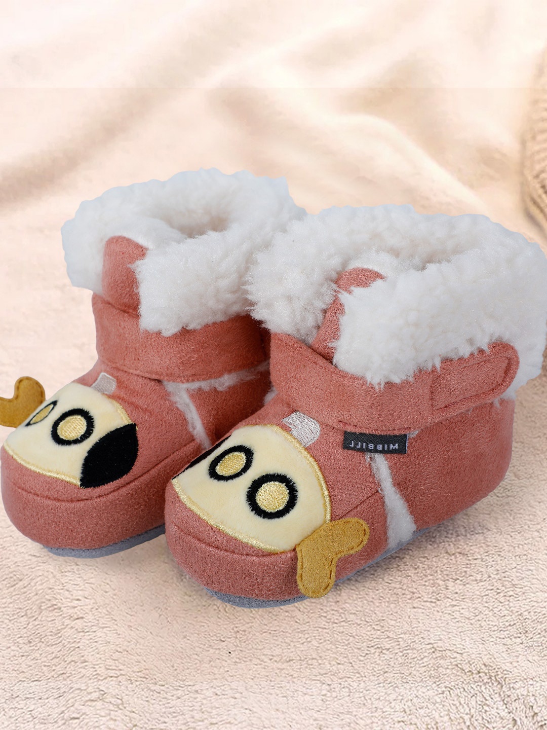 

Baby Moo Infants Patterned Pure Wool Anti-Slip Booties, Pink