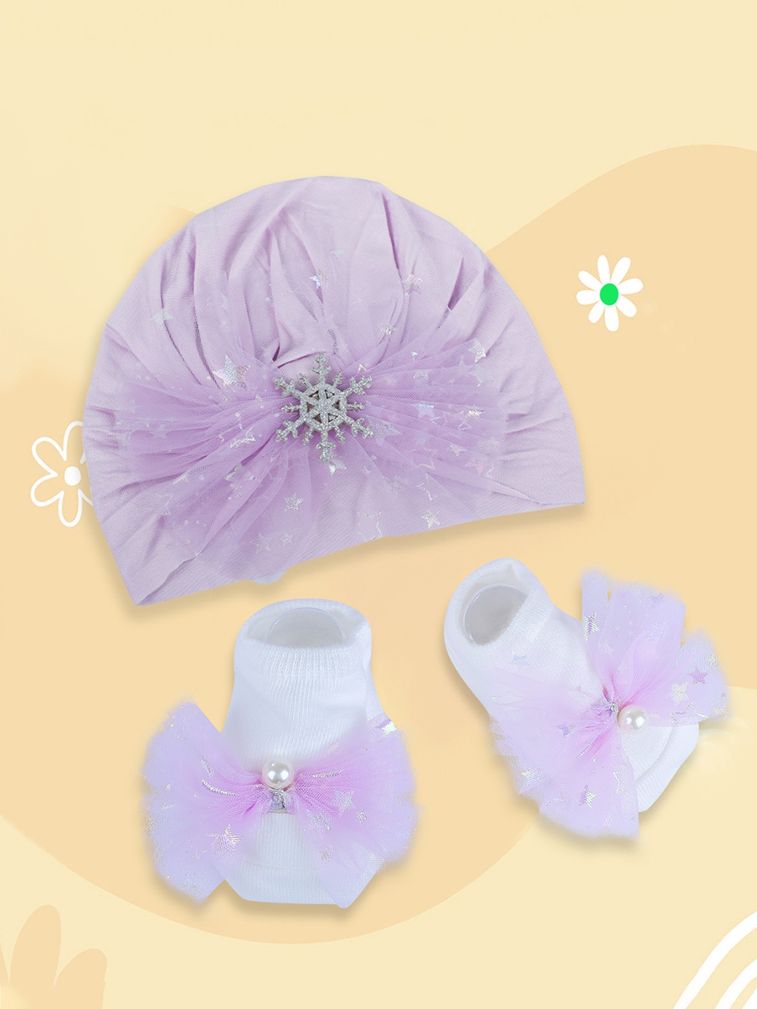 

Baby Moo Kids Stone Embellished Beanie & Socks, Lavender