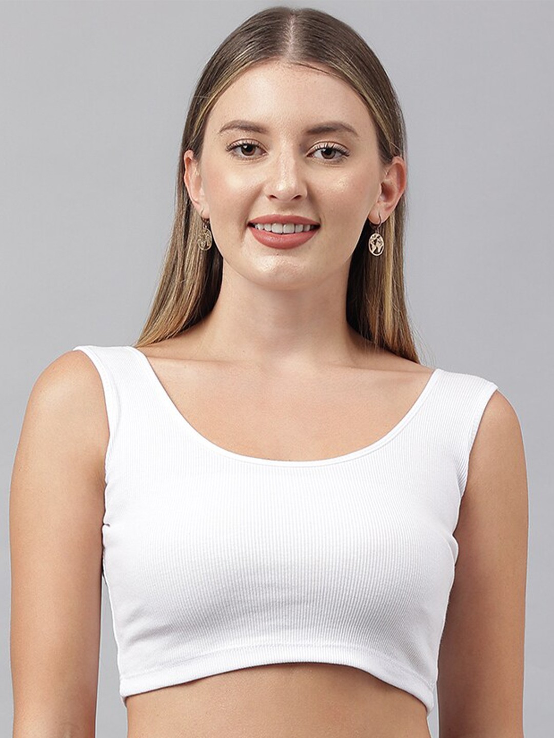 

COLOR CAPITAL Scoop Neck Crop Tank Top, White