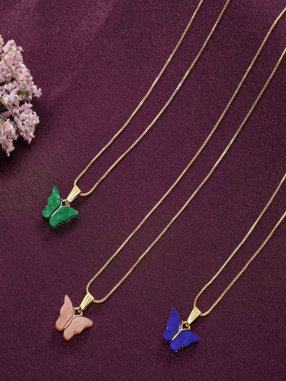 

Ramdev Art Fashion Jwellery Pack of 3 Gold-Plated Necklace