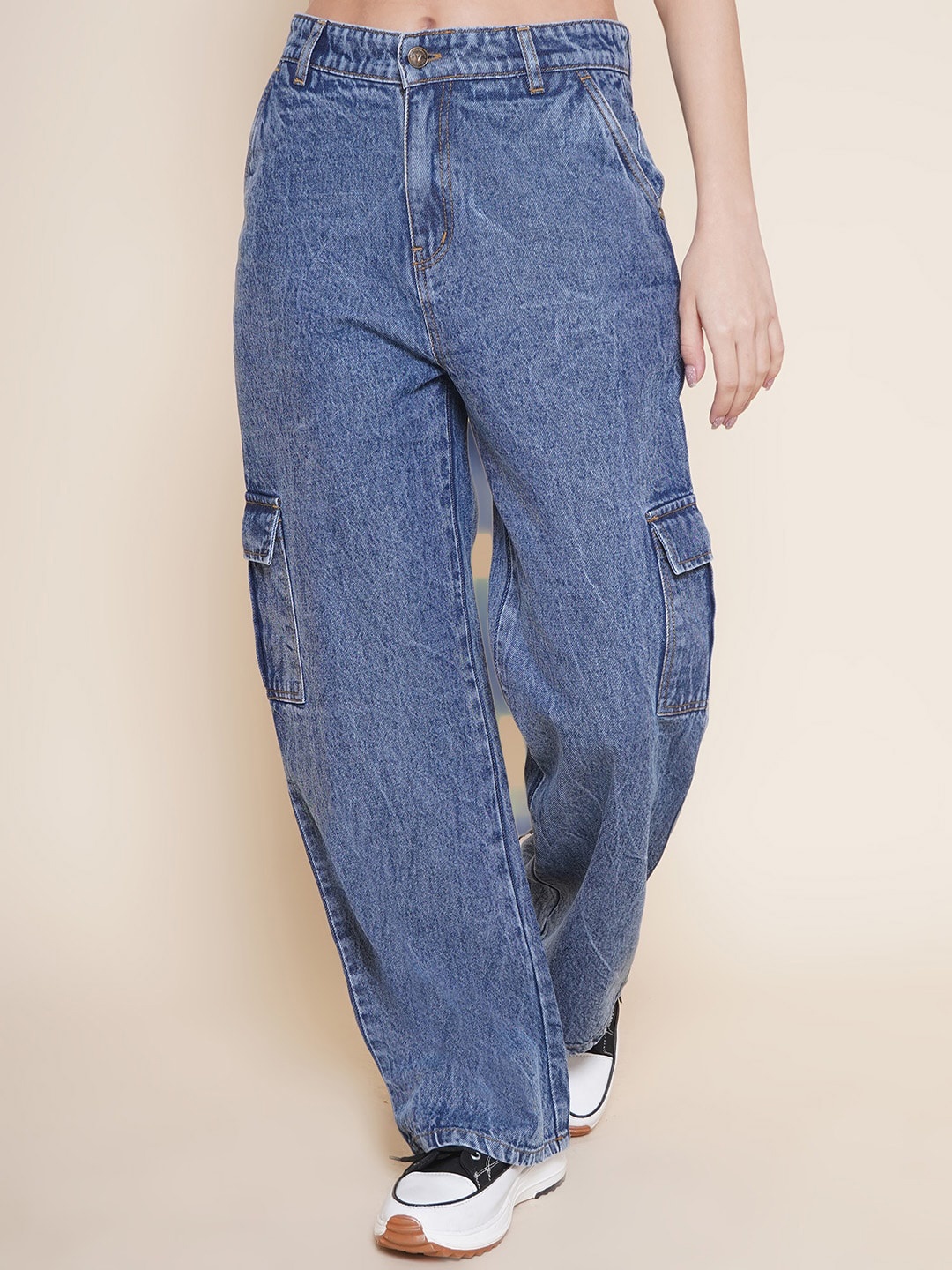 

VESTIDO MODAS Boyfriend Fit High-Rise Pure Cotton Jeans, Blue