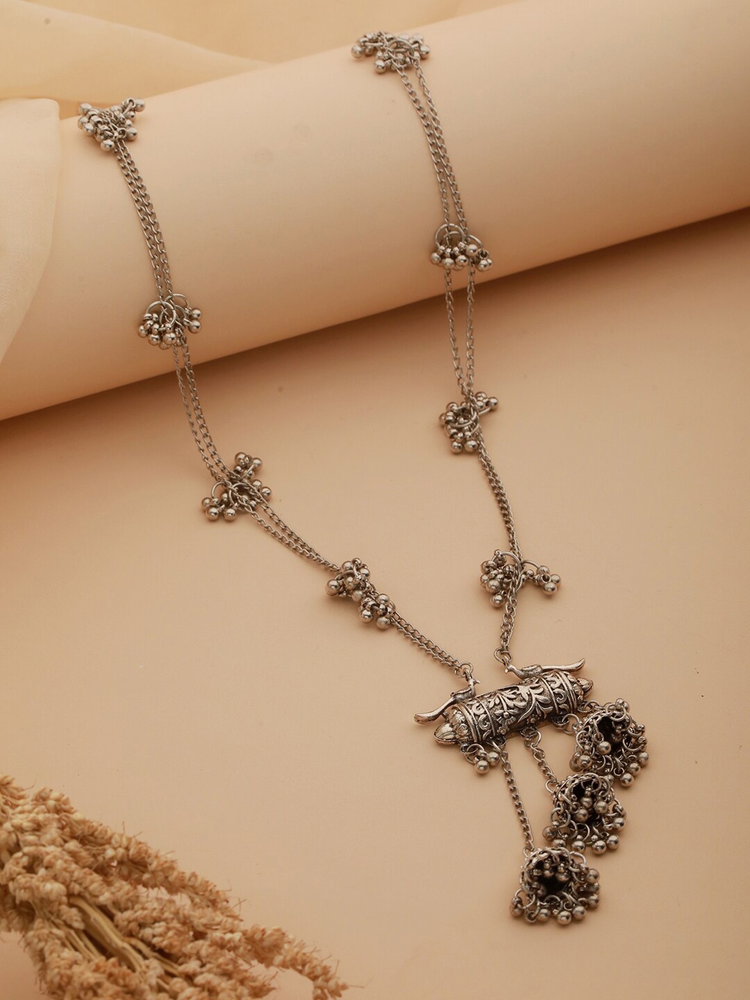 

Aadvik Designs Silver-Plated Oxidised Necklace