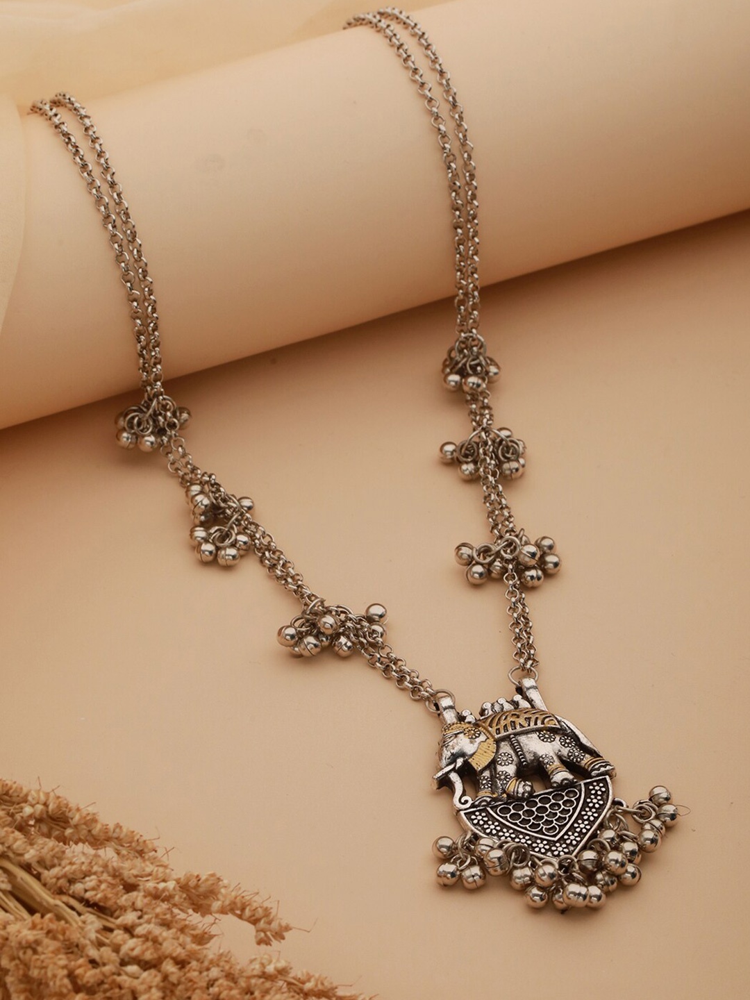 

Aadvik Designs Silver-Plated Oxidised Necklace