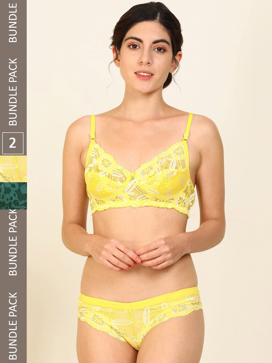 

Aamarsh Pack Of 2 Cotton Self-Design Lingerie Set, Yellow