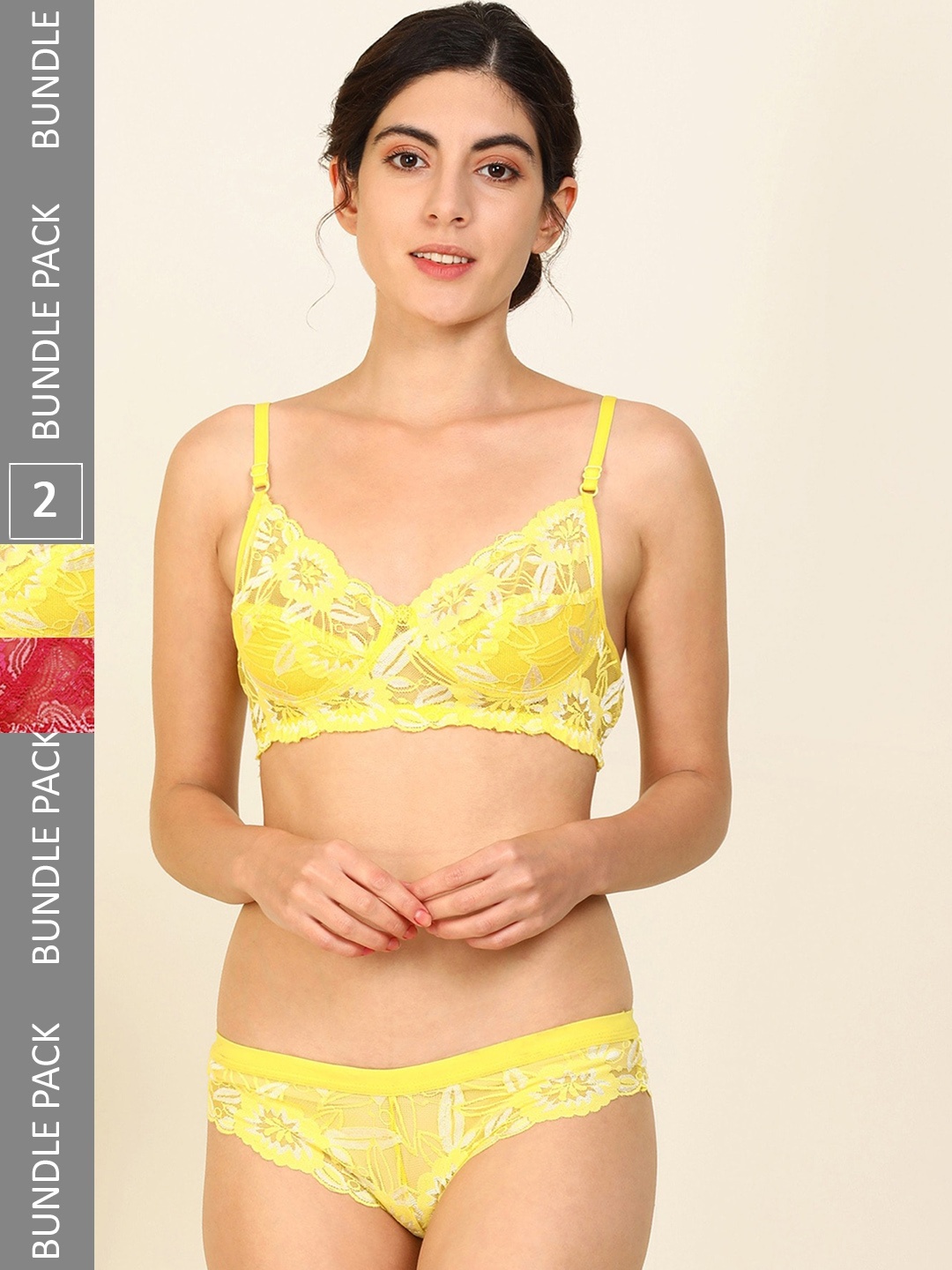 

Aamarsh Pack Of 2 Self-Design Cotton Lingerie Set, Red