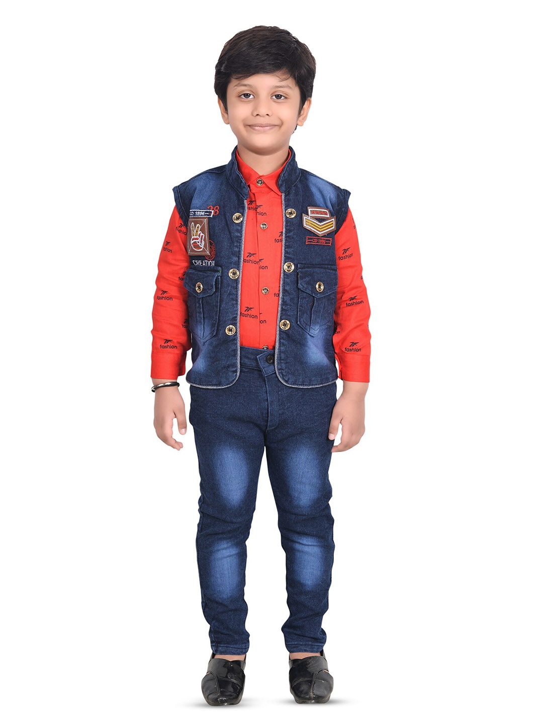 

BAESD Boys Printed Shirt With Trousers, Red