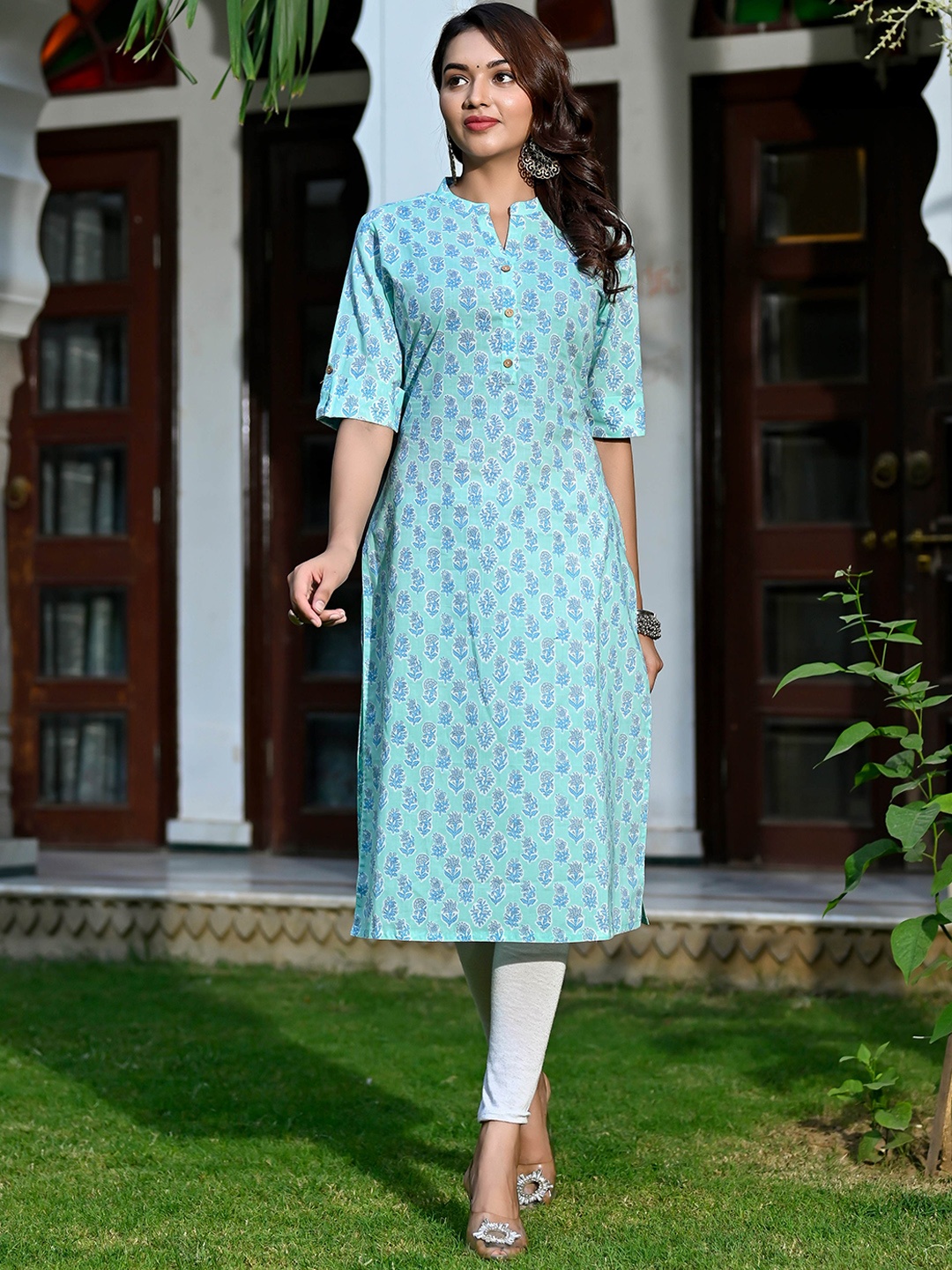 

Nishika Ethnic Motifs Printed Cotton Kurta, Blue