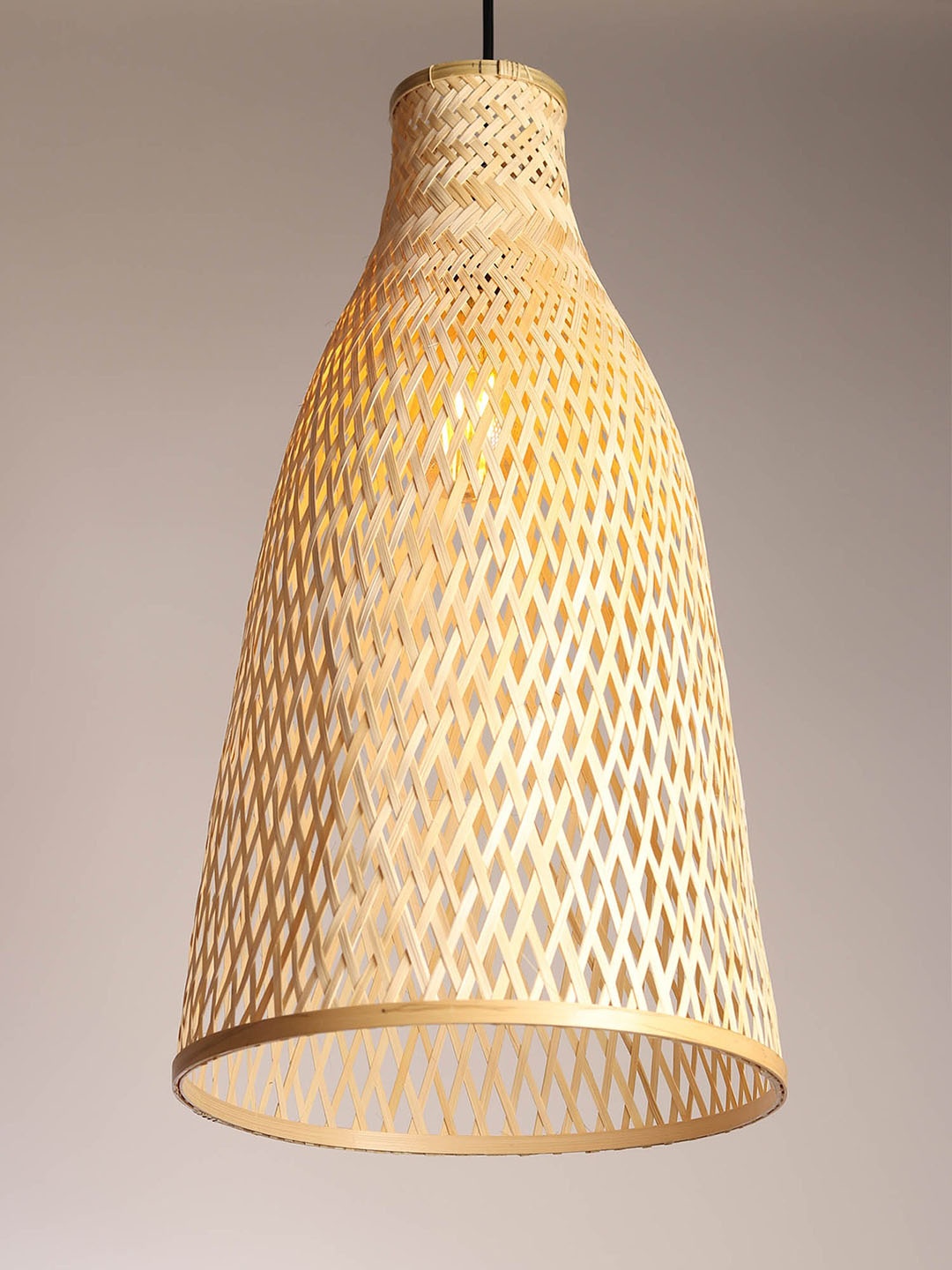 

HABERE INDIA Beige Textured Bamboo Ceiling Lamp