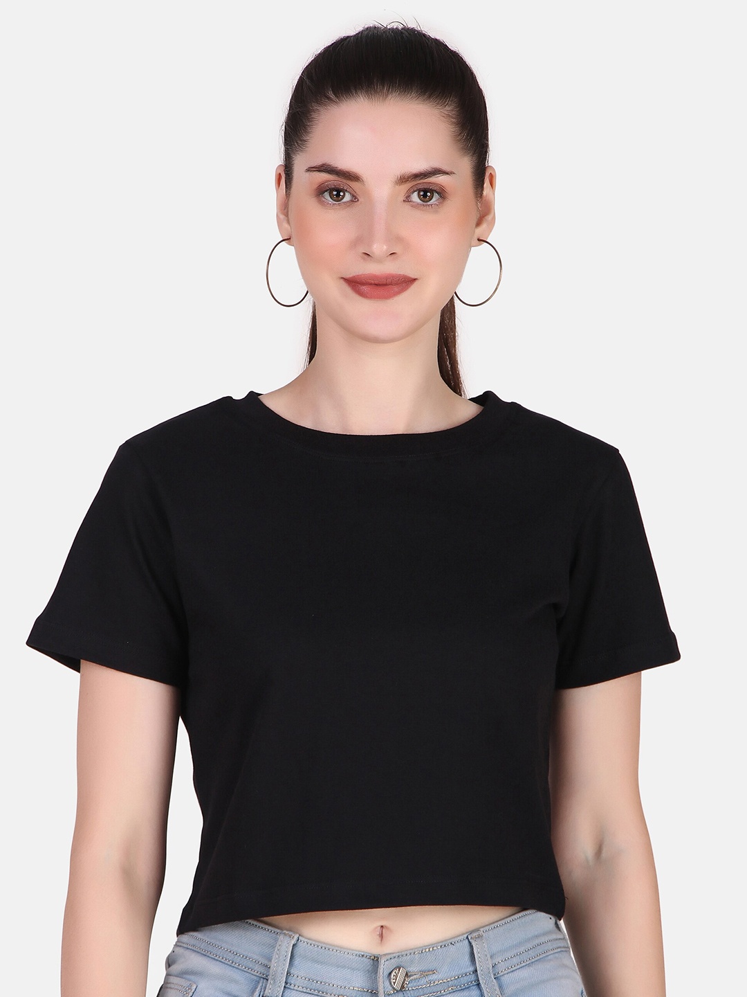 

Jollify Round Neck Regular Sleeves Pure Cotton T-shirt, Black