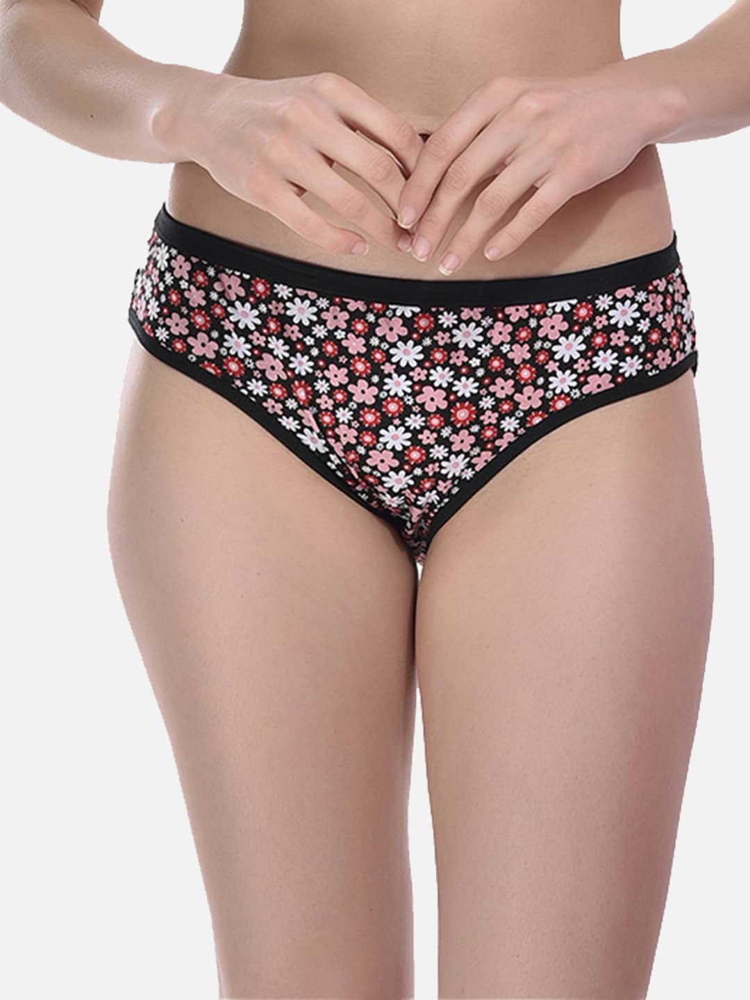

StyFun Floral Printed Cotton Hipster Briefs LS_Sarika_Panty_Black